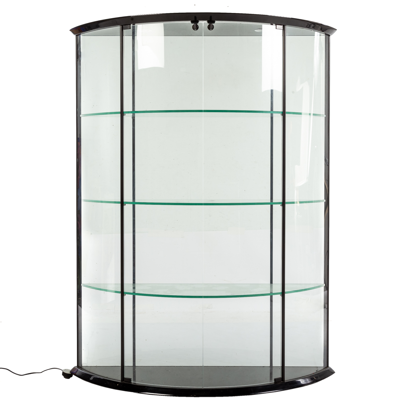 CONTEMPORARY BOWFRONT CURIO CABINET