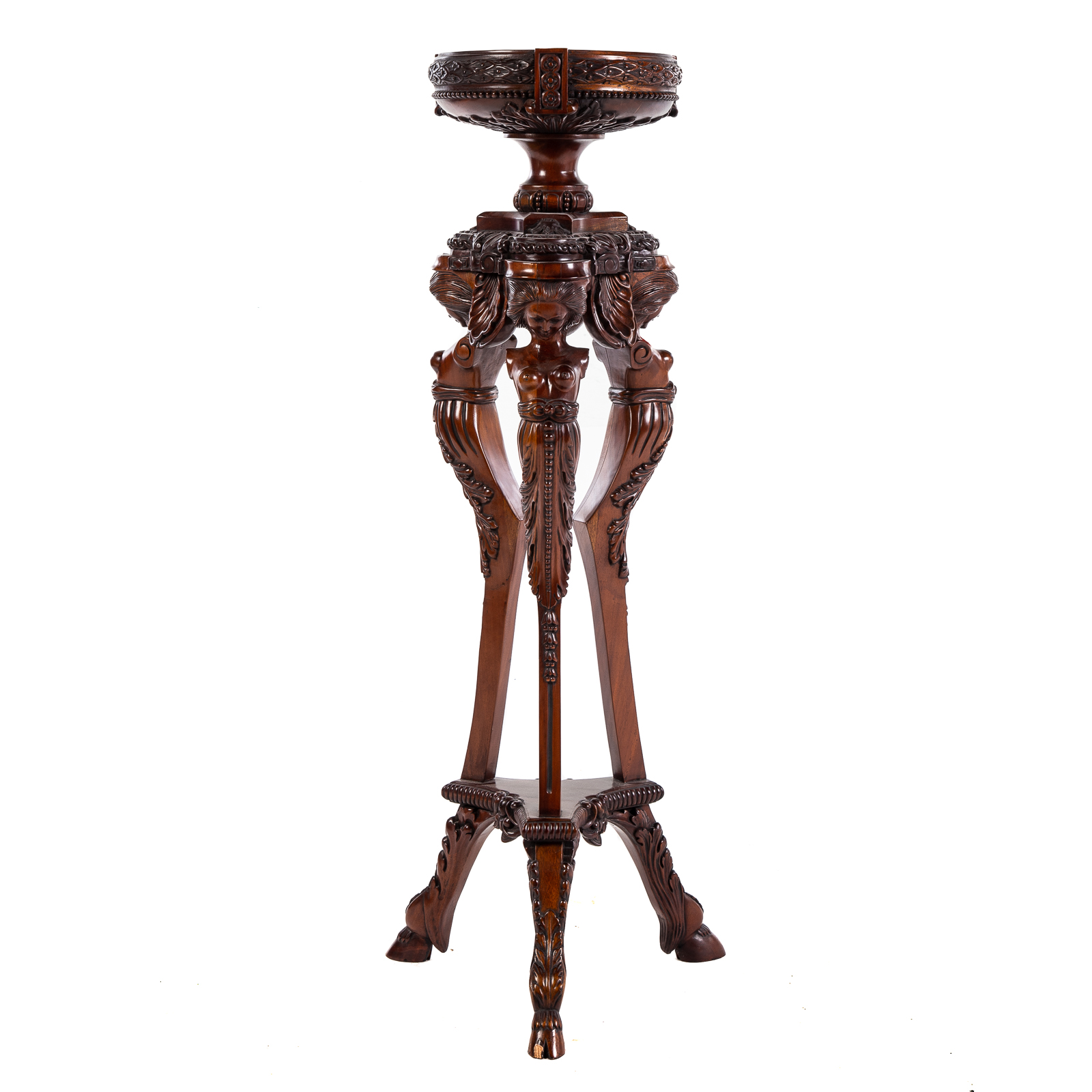 CARVED MAHOGANY FIGURAL PLANT STAND 338794