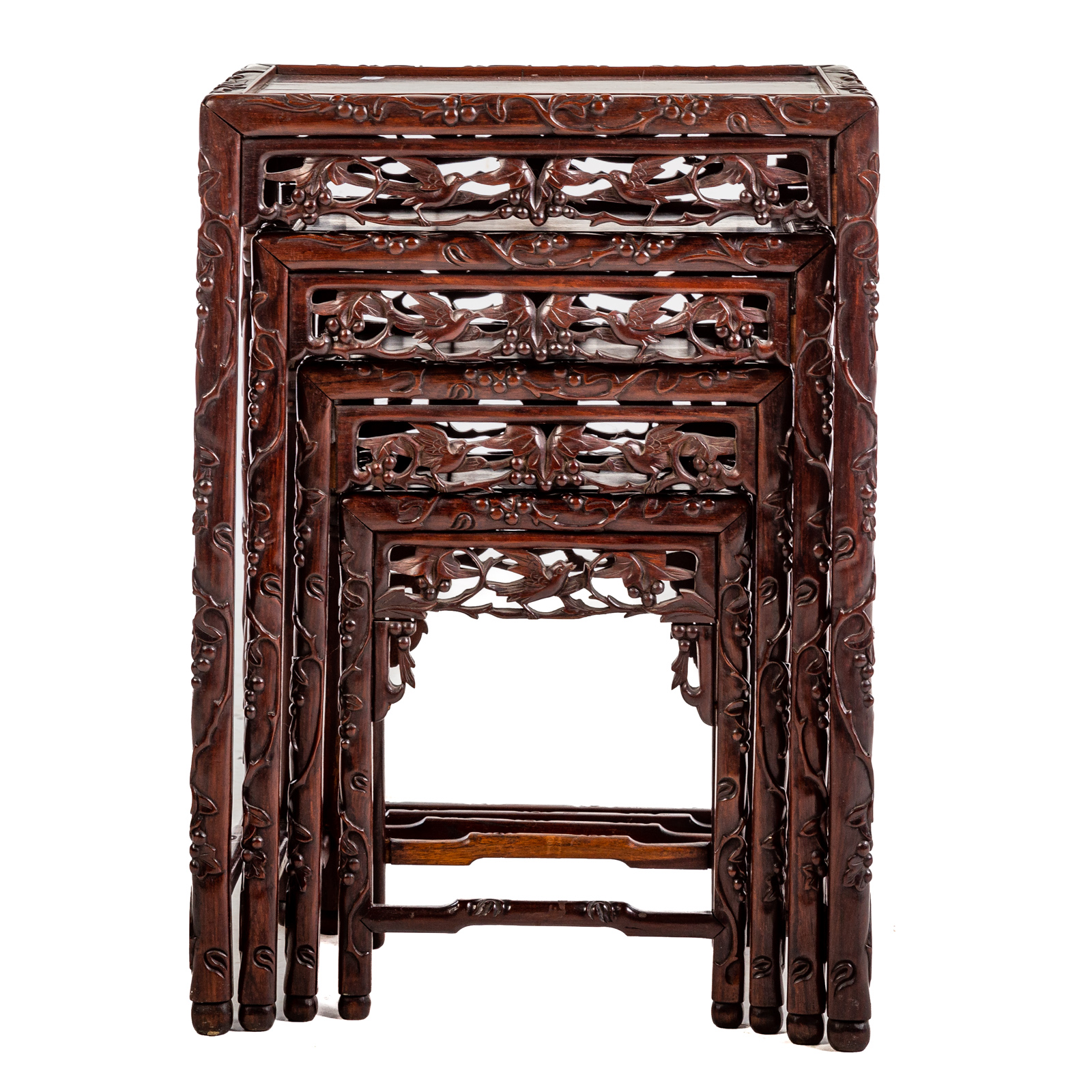 SET OF FOUR CHINESE ROSEWOOD NESTING 3387a5