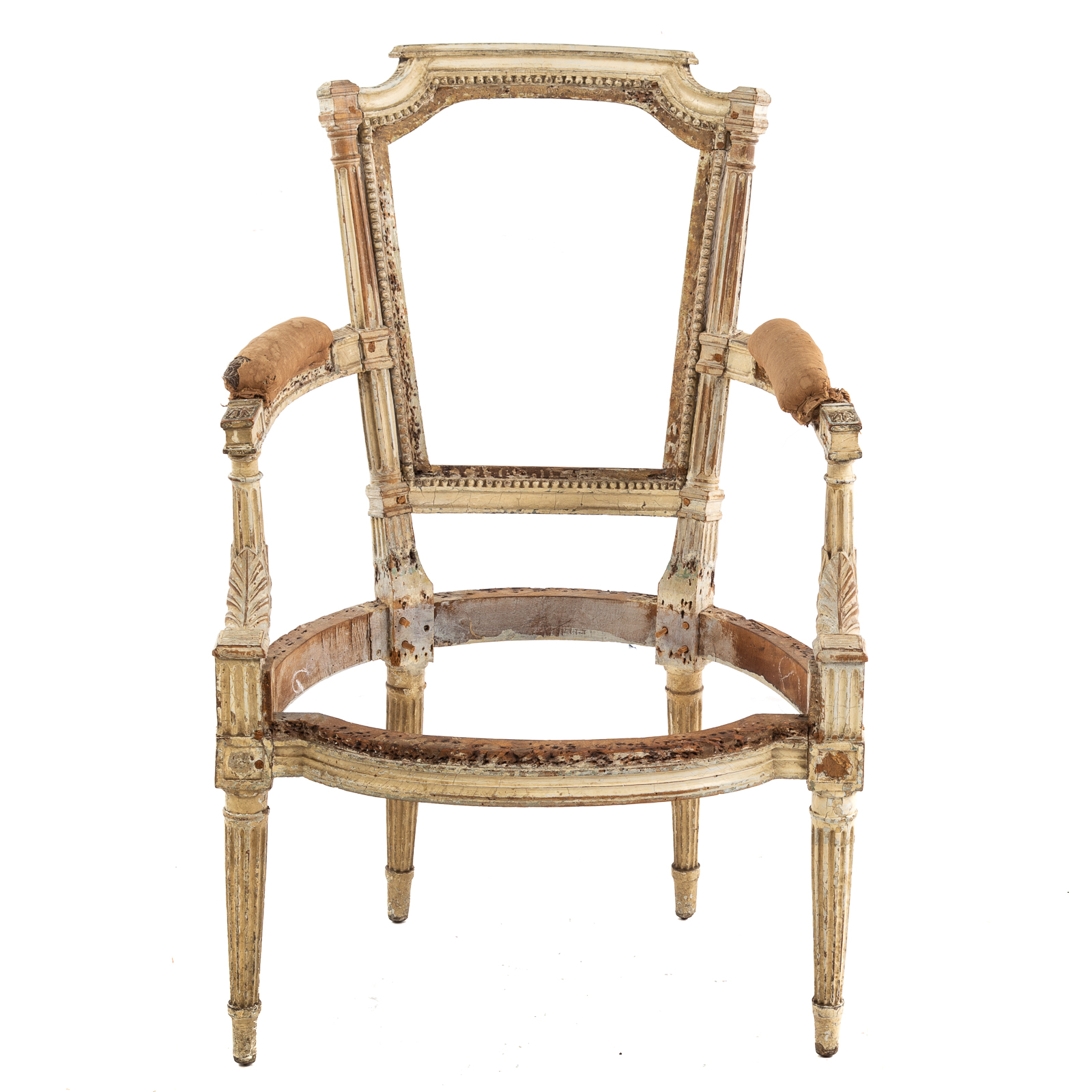 LOUIS XVI PAINTED WOOD ARM CHAIR