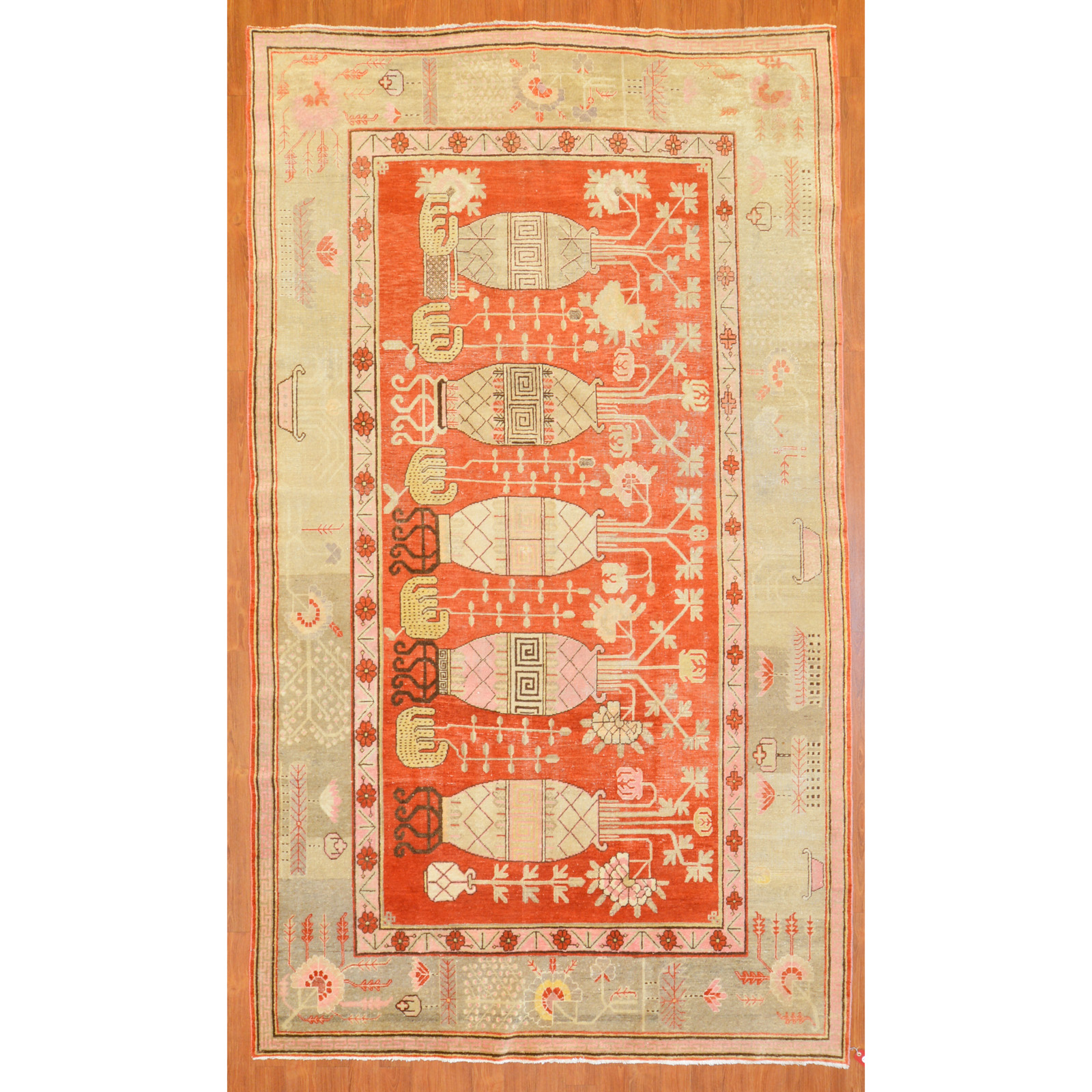 ANTIQUE KHOTAN RUG EAST TURKESTAN  3387dc