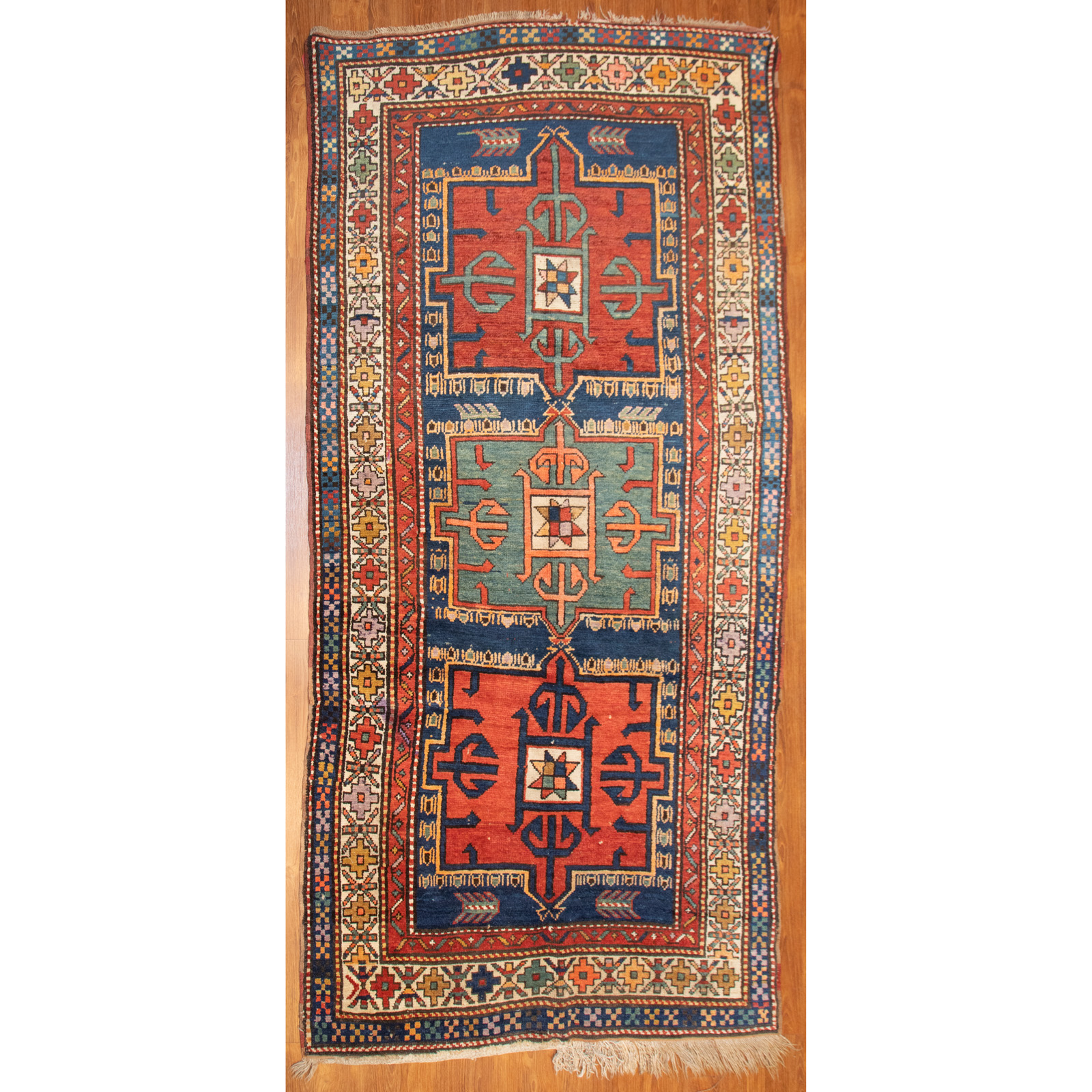 ANTIQUE KAZAK RUG PERSIA 4 X 3387f6