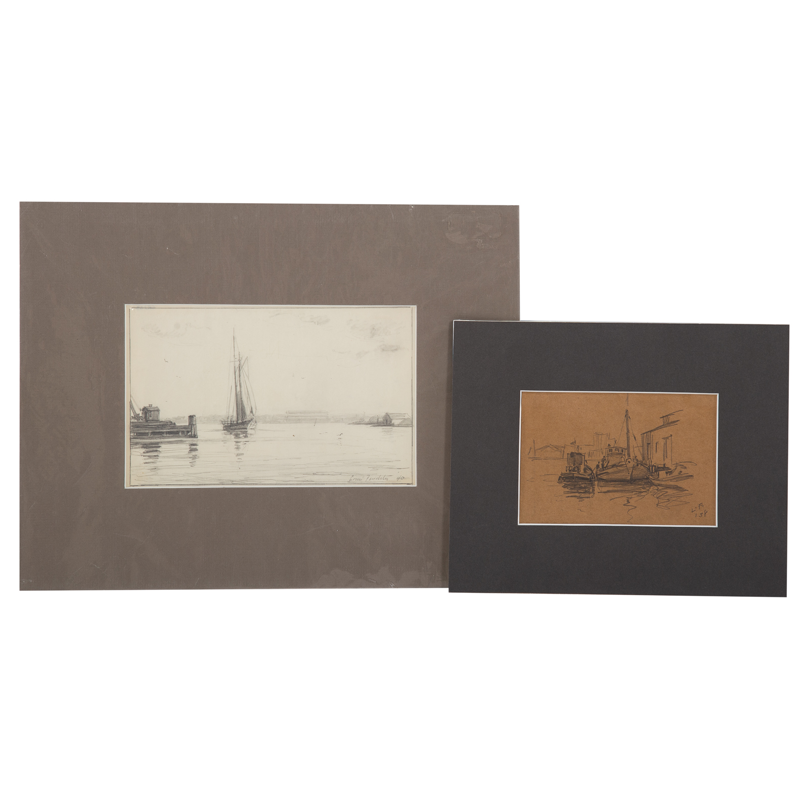 LOUIS FEUCHTER TWO GRAPHITE DRAWINGS 338848