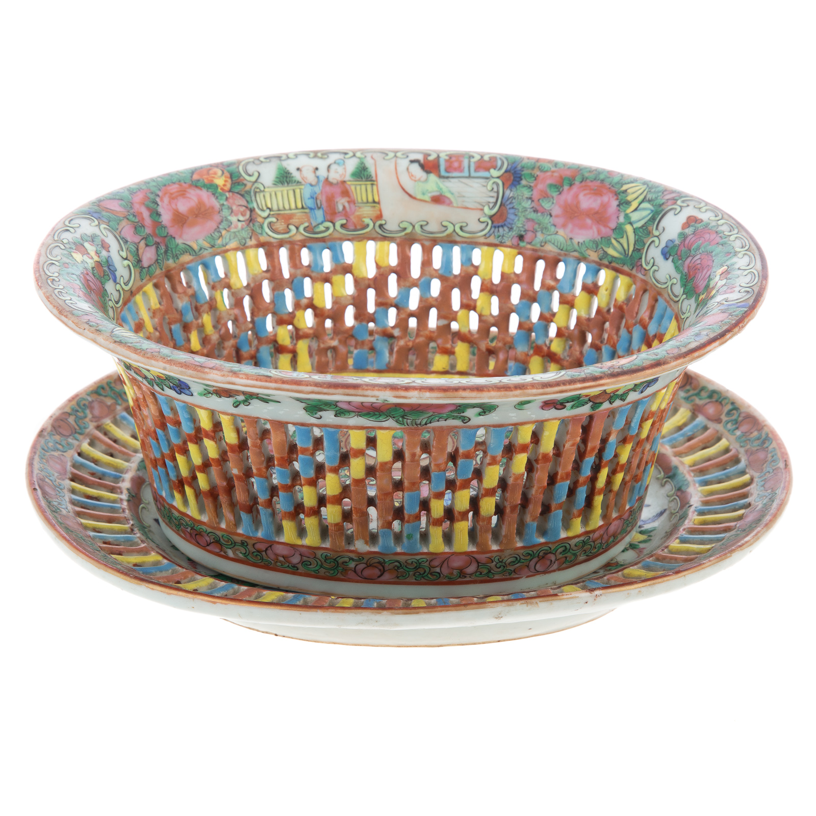 CHINESE EXPORT ROSE MEDALLION BASKET