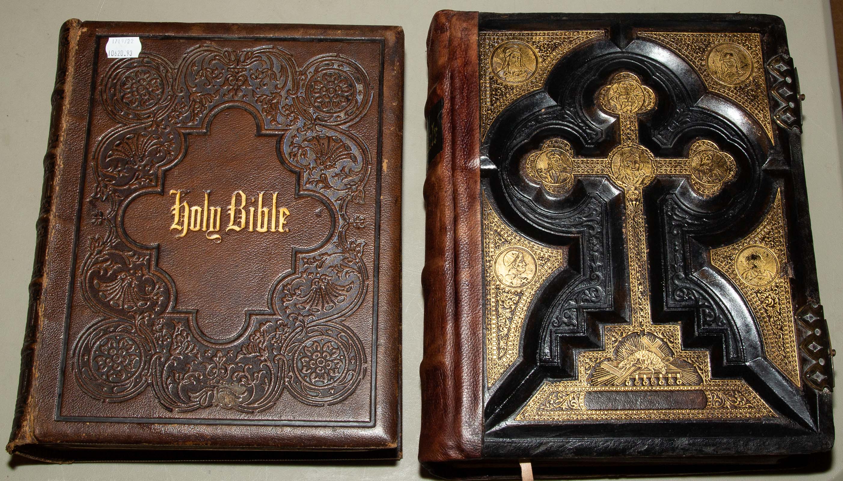 TWO FAMILY BIBLES Comprising Hardings