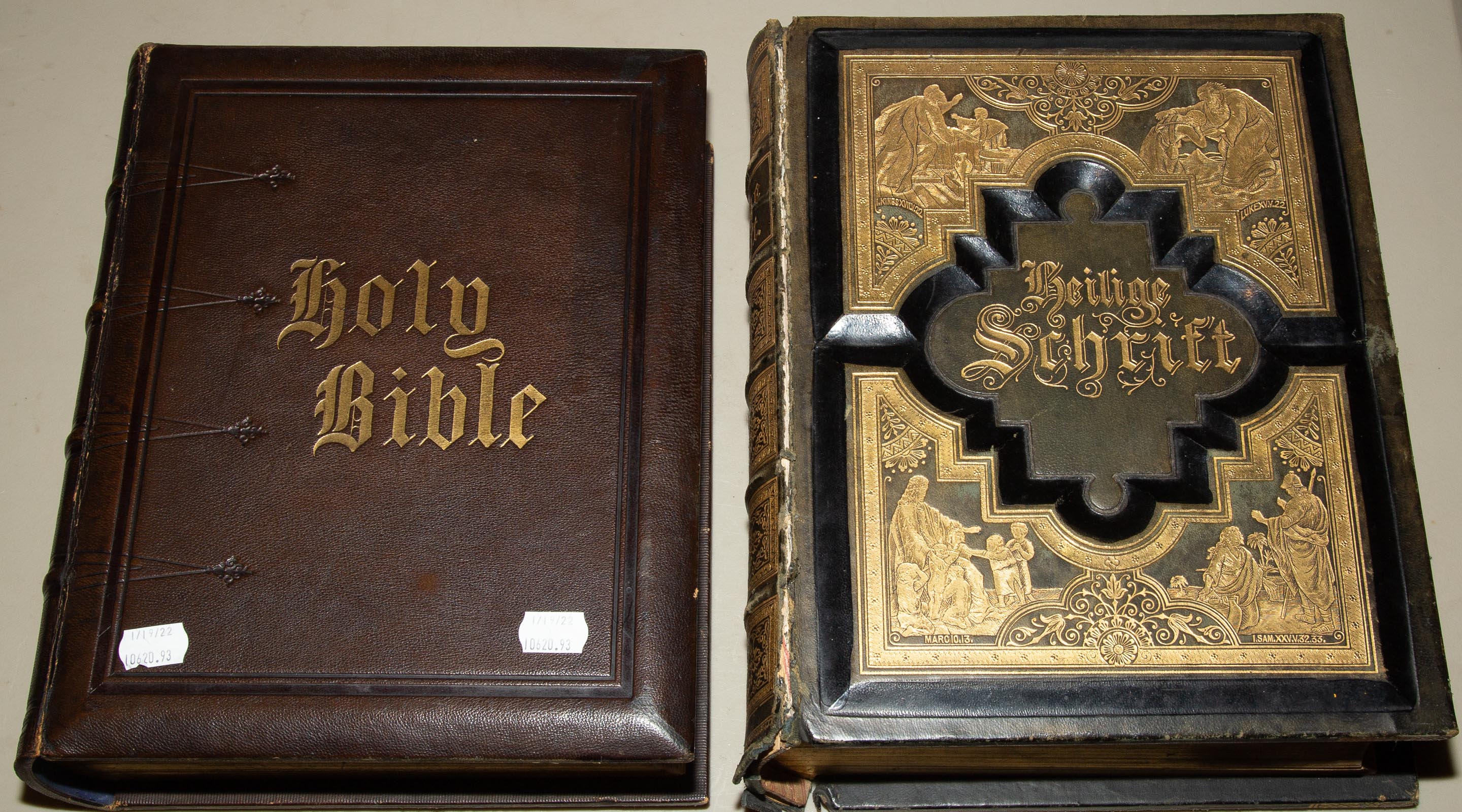 TWO FAMILY BIBLES Comprising an American