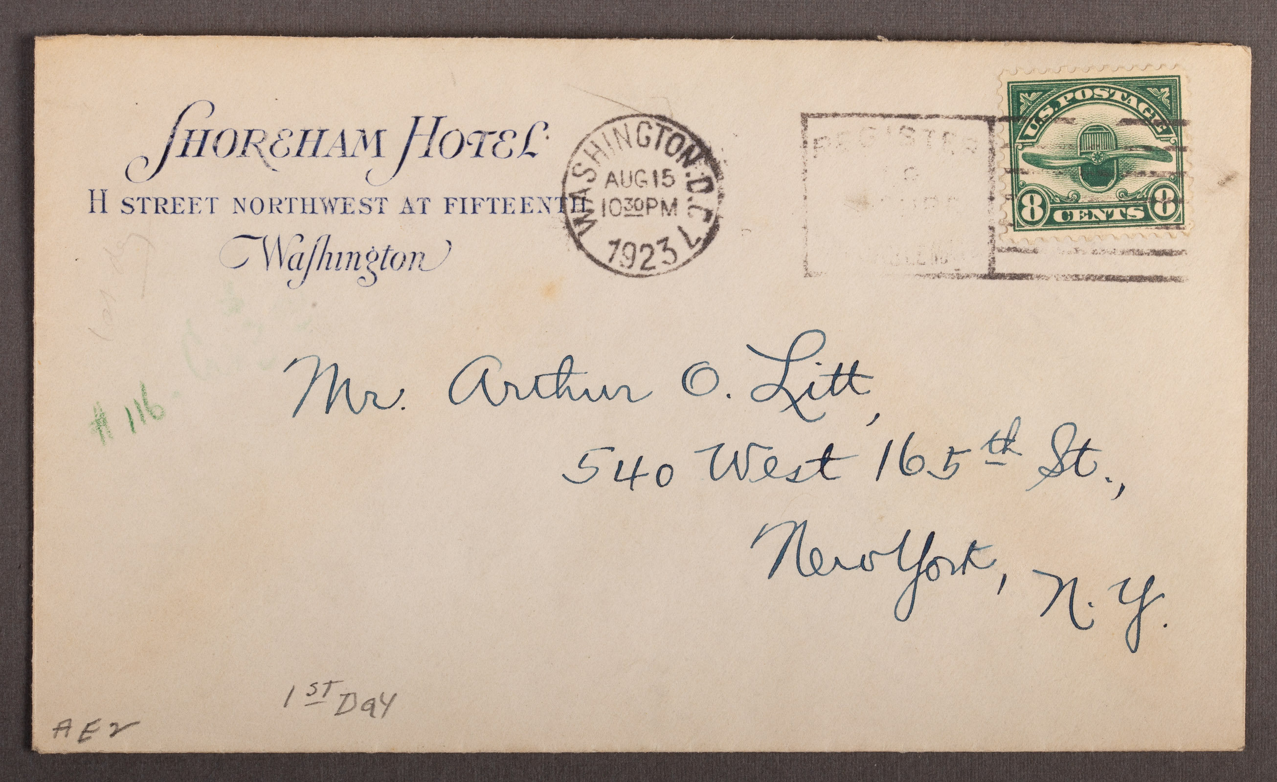 UNITED STATES 8 C. AIR MAIL FDC, 1923