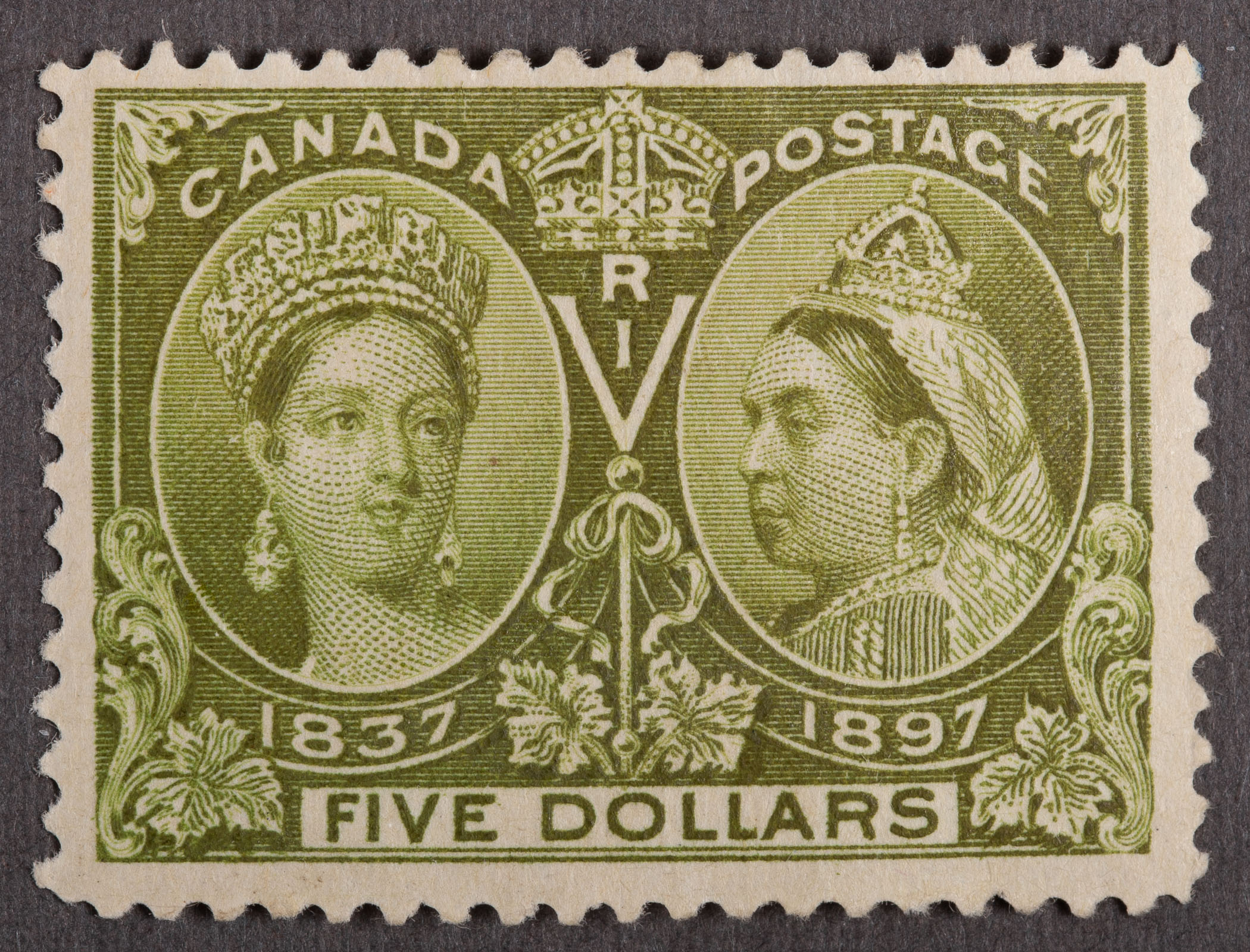 CANADA $5. POSTAGE STAMP, 1897