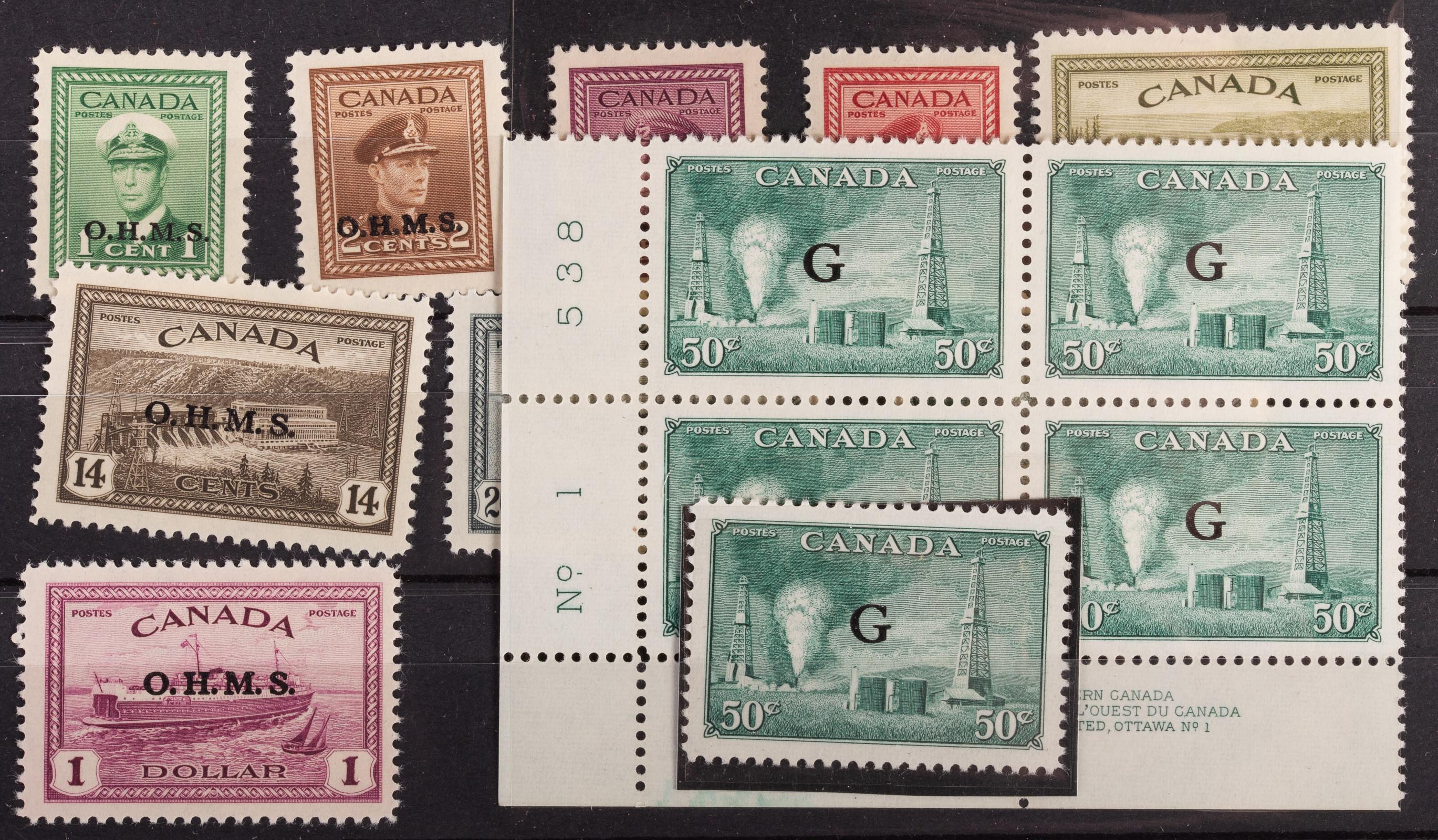 SET OF CANADA OFFICIAL STAMPS,