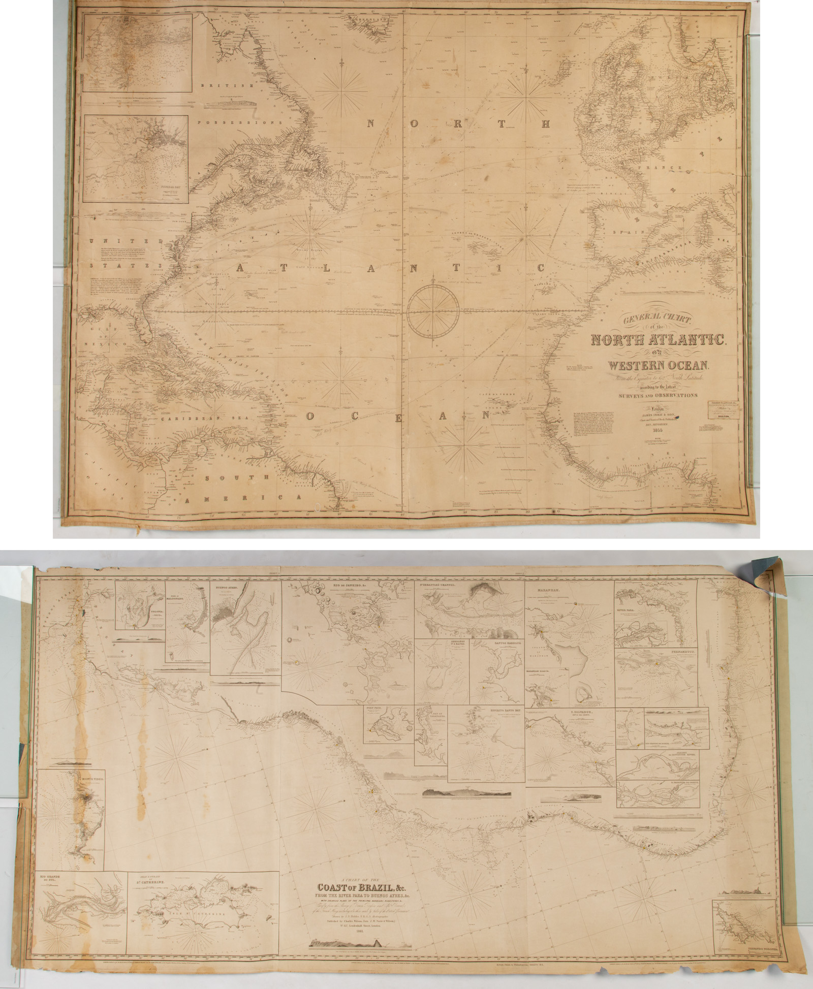 TWO SEA CHARTS Comprising: 1) "GENERAL