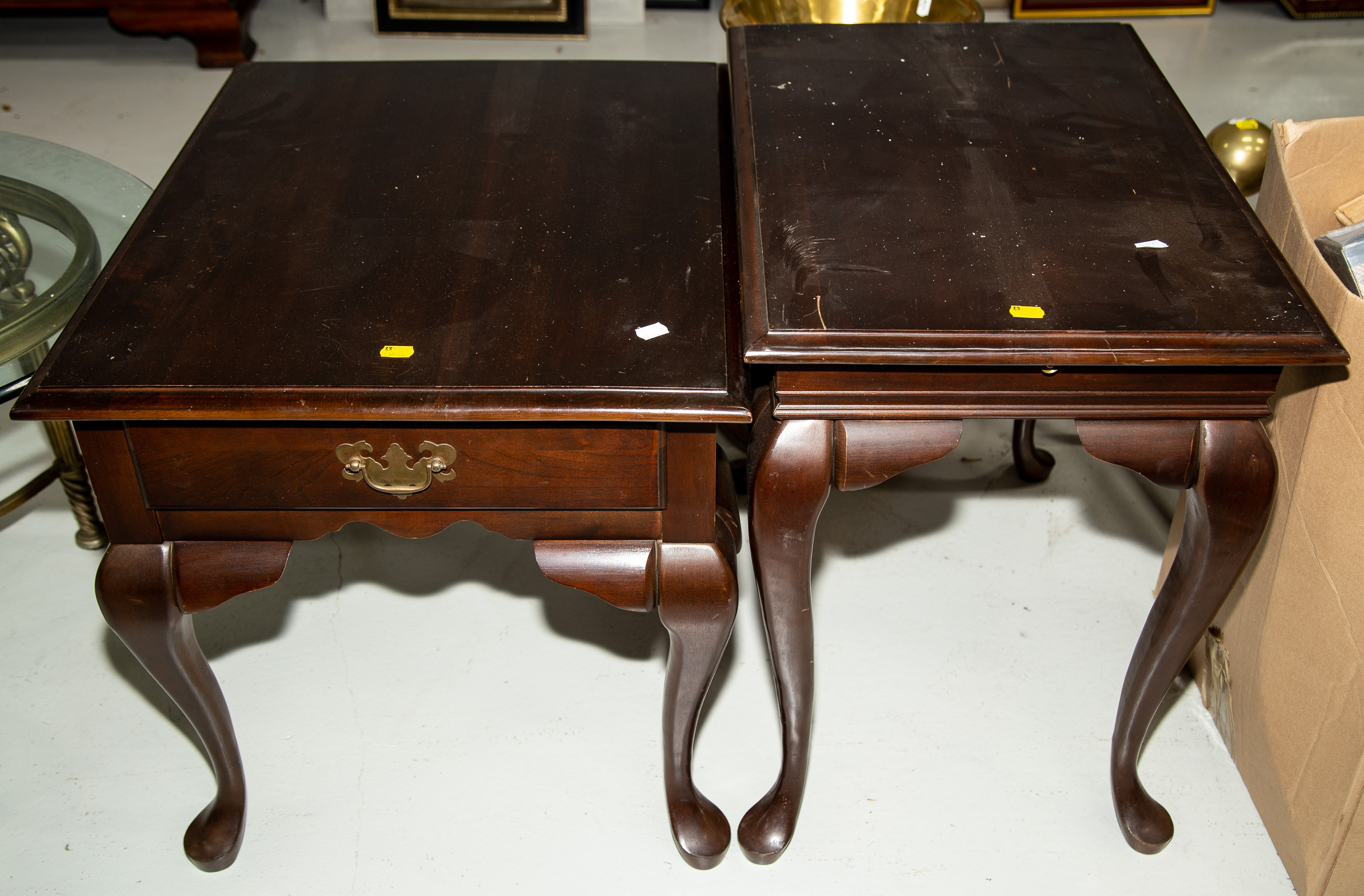 TWO QUEEN ANNE STYLE CHERRY END TABLES