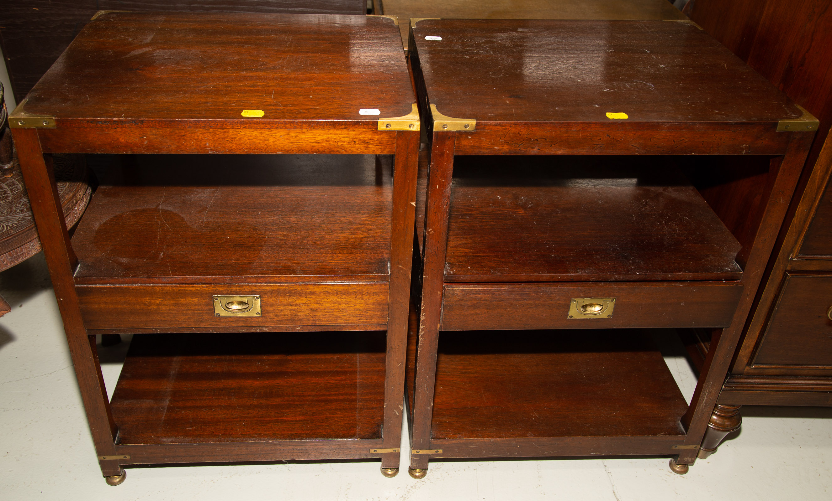 A PAIR OF CAMPAIGN STYLE MAHOGANY