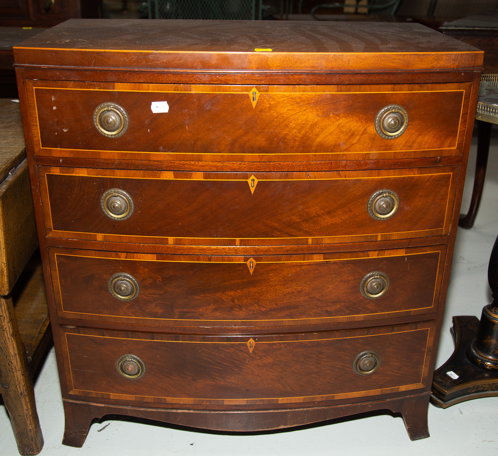 MAHOGANY BOWFRONT BACHELOR S CHEST 338aab