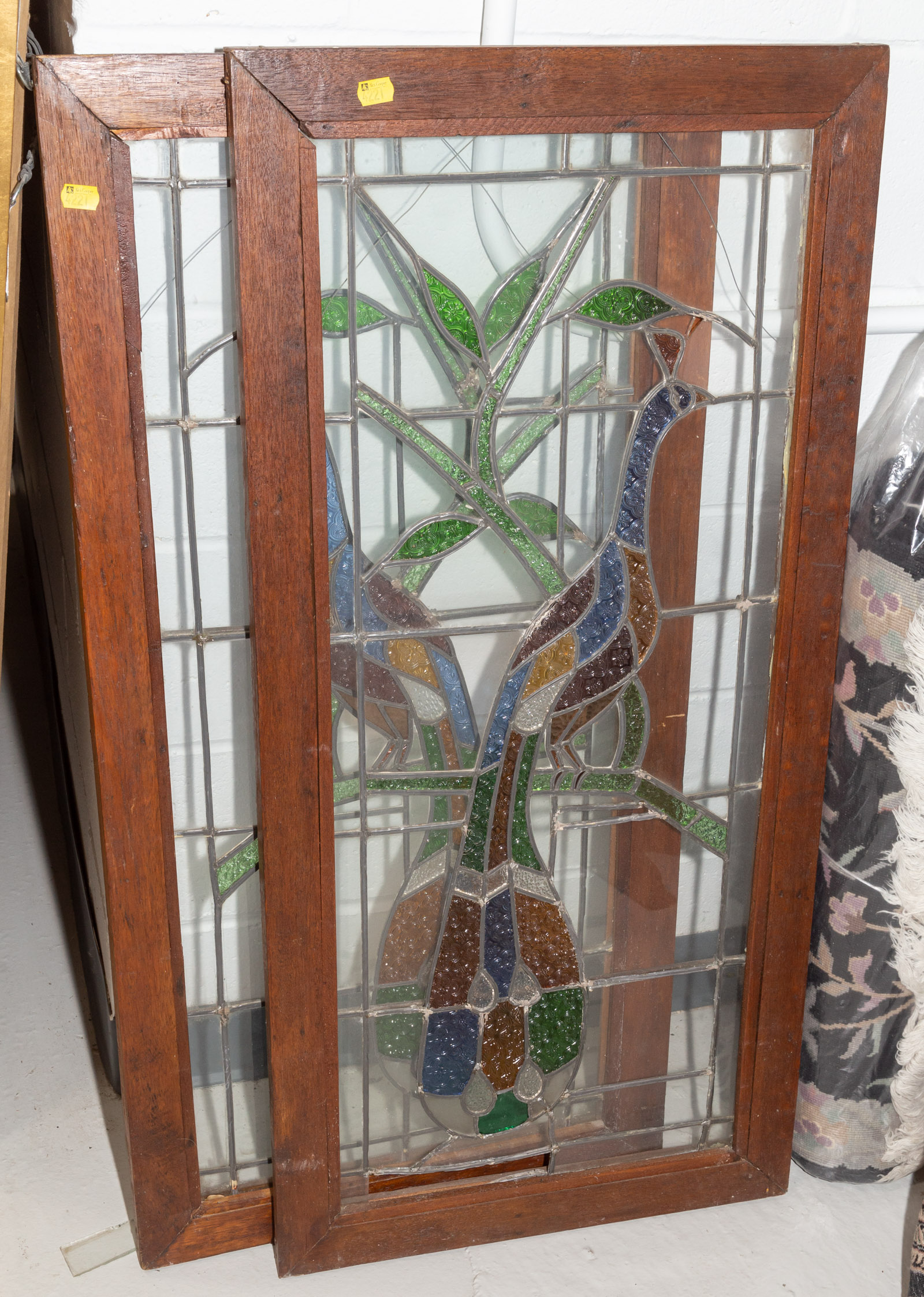 TWO FRAMED STAINED GLASS WINDOWS 338b2c