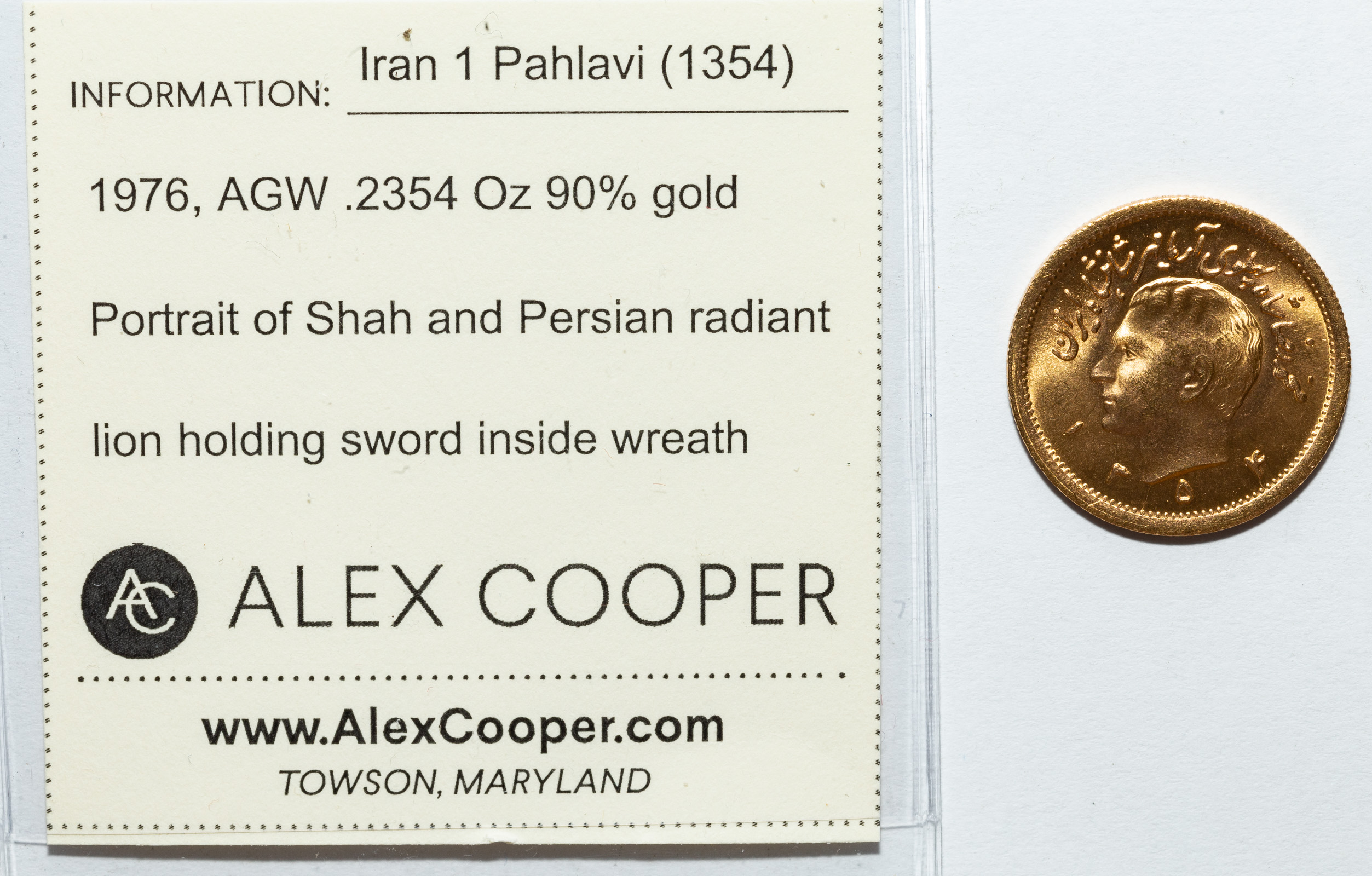 IRAN GOLD ONE PAHLAVI 1354  338bb9