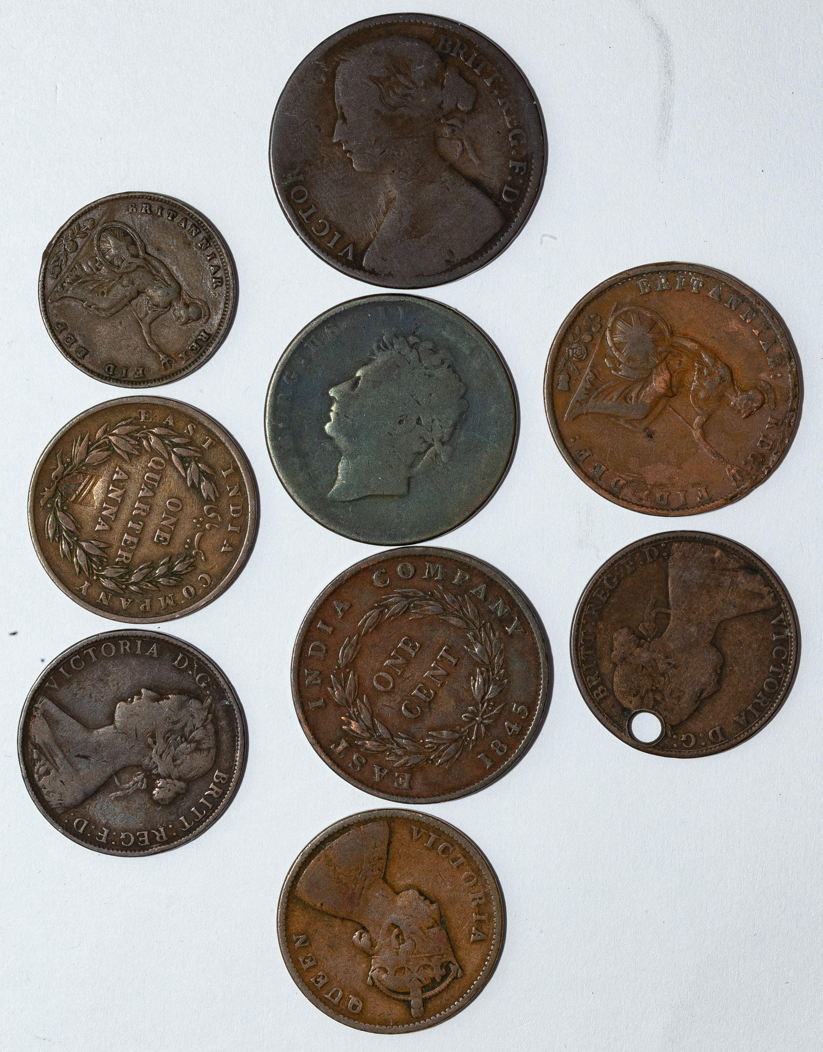 NINE INTERESTING 19TH CENTURY COPPERS