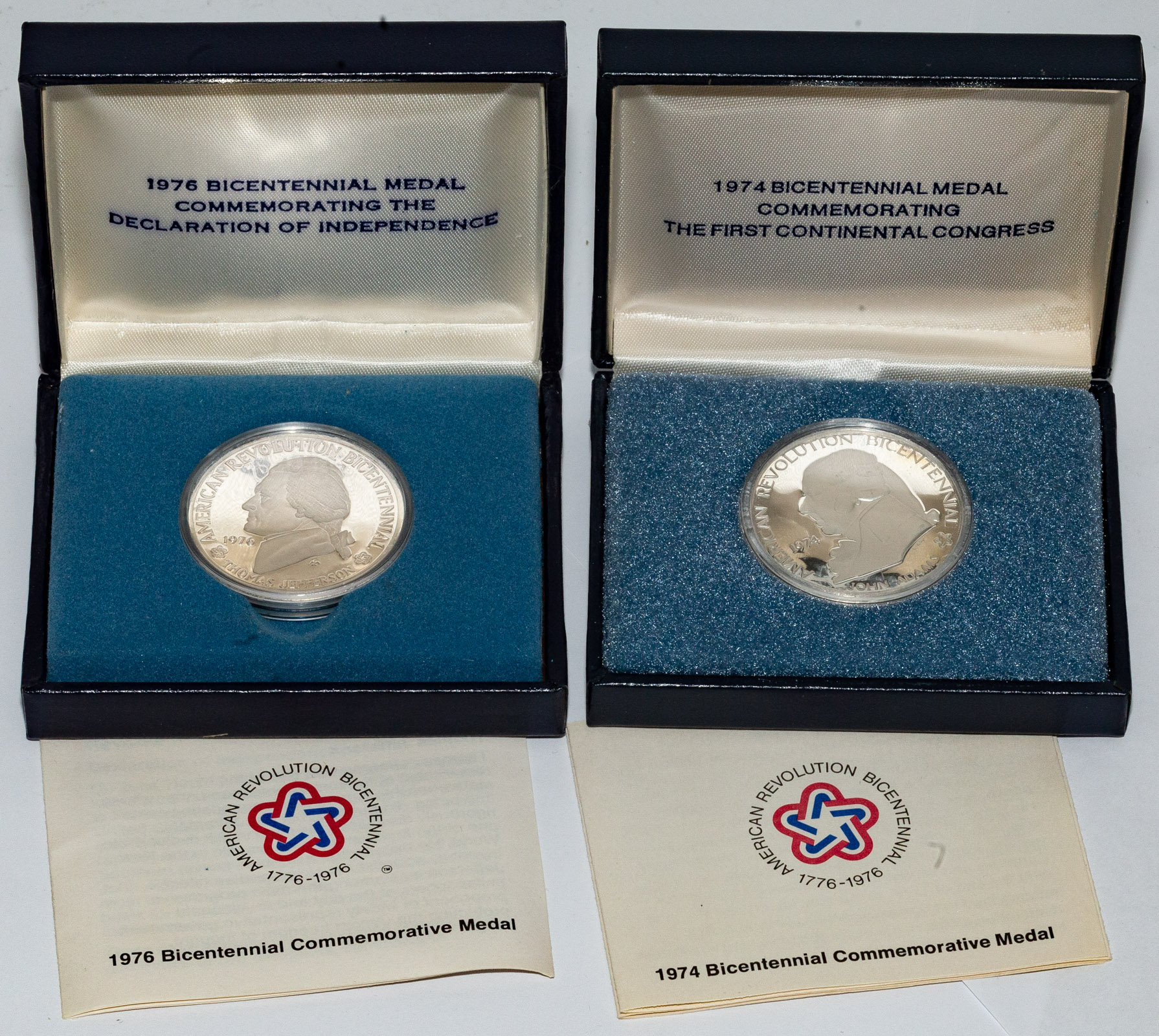 TWO SILVER 1976 BICENTENNIAL MEDALS