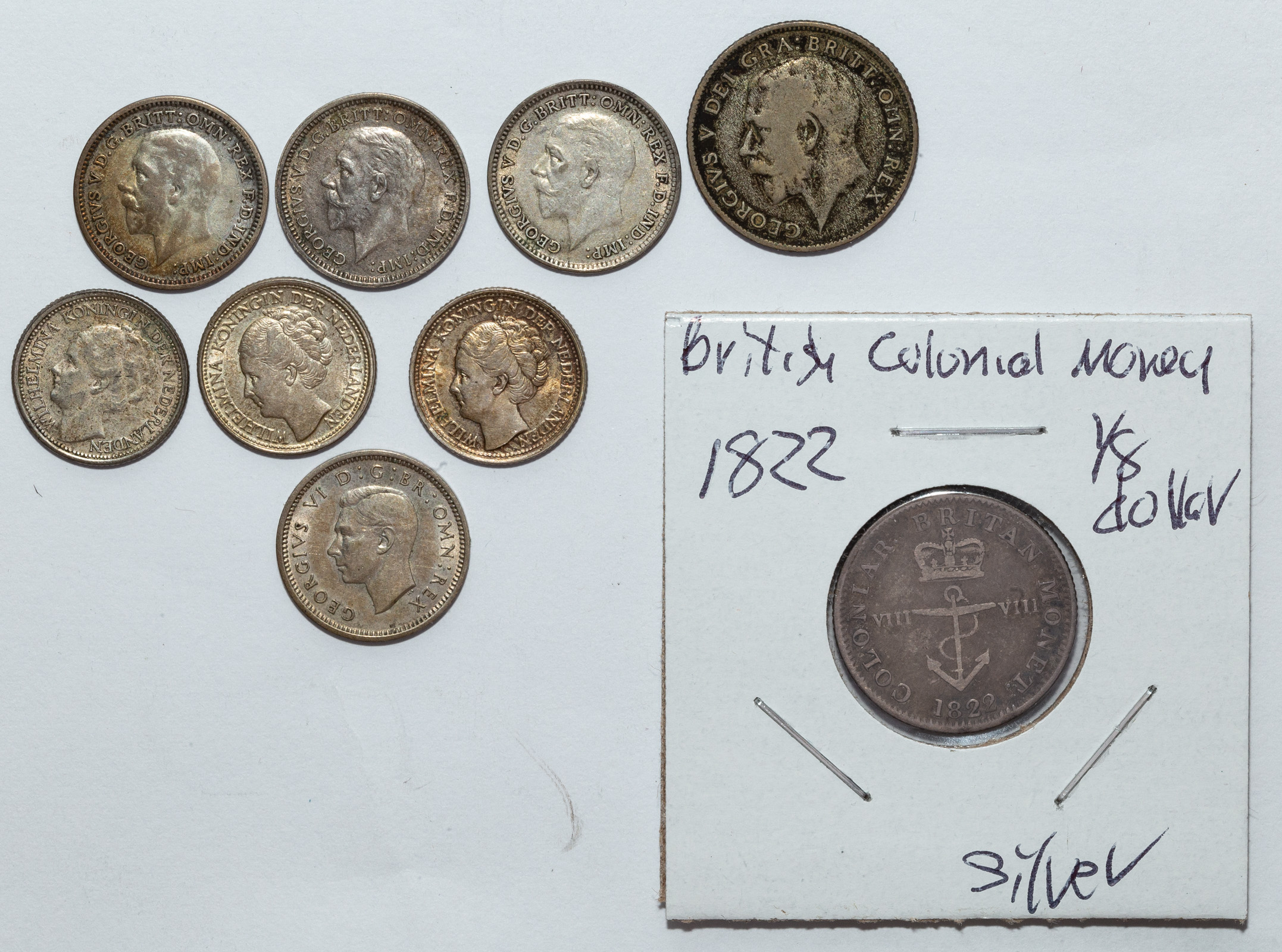 ENGLISH & NETHERLANDS SILVER COINS 1822