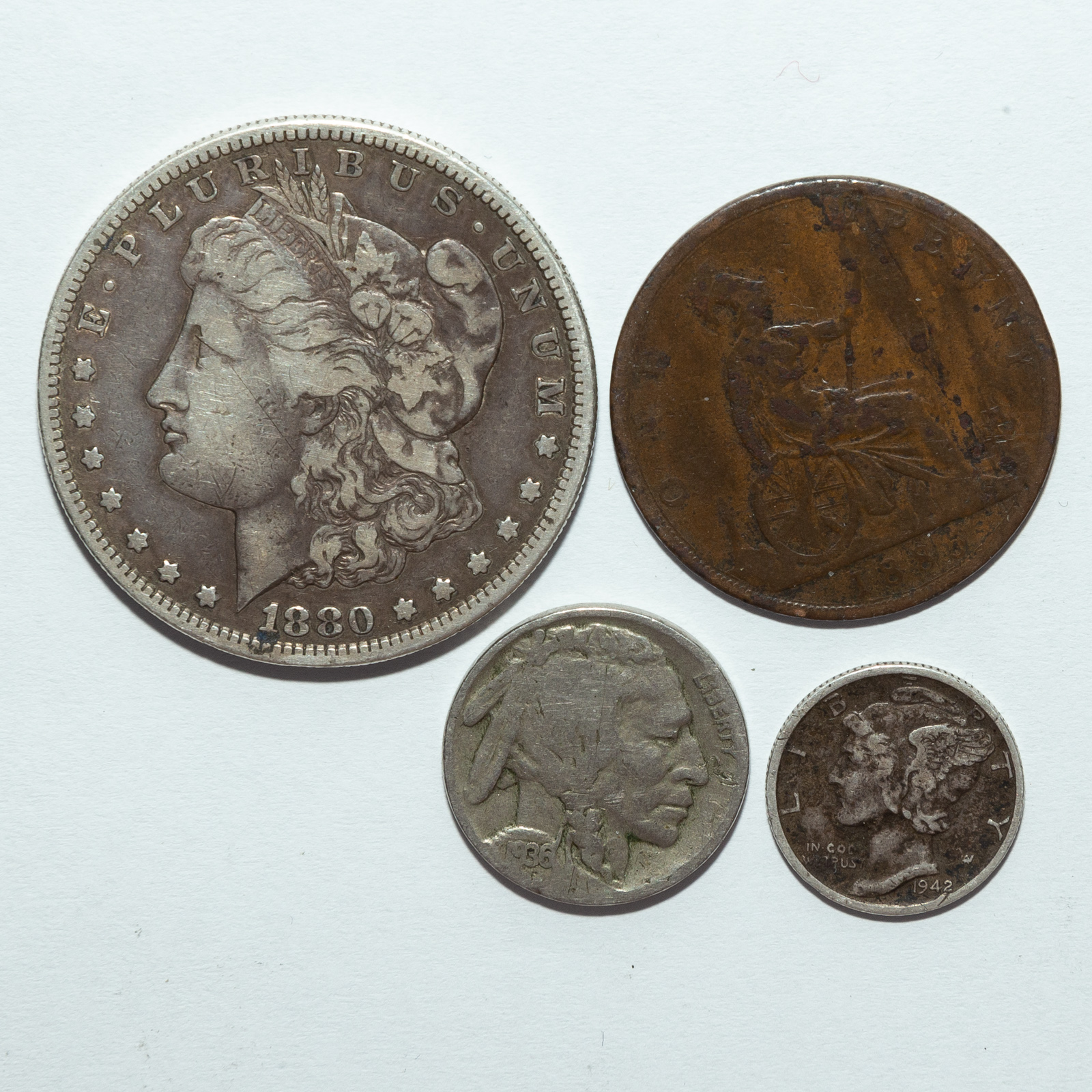 SMALL GROUP OF COINS WITH 1880-S