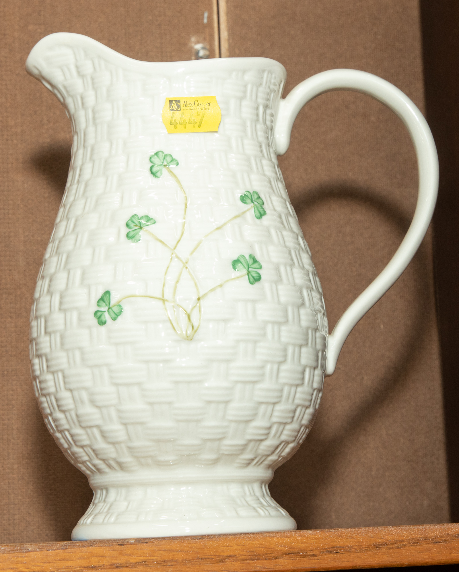 LARGE BELLEEK "SHAMROCK" PITCHER