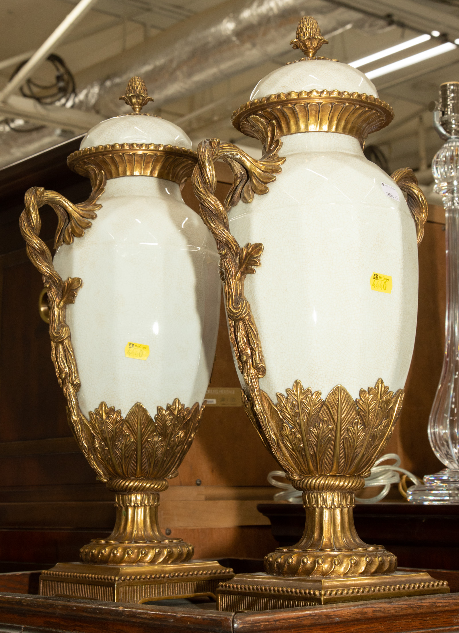 A PAIR OF ORMOLU MOUNTED PORCELAIN