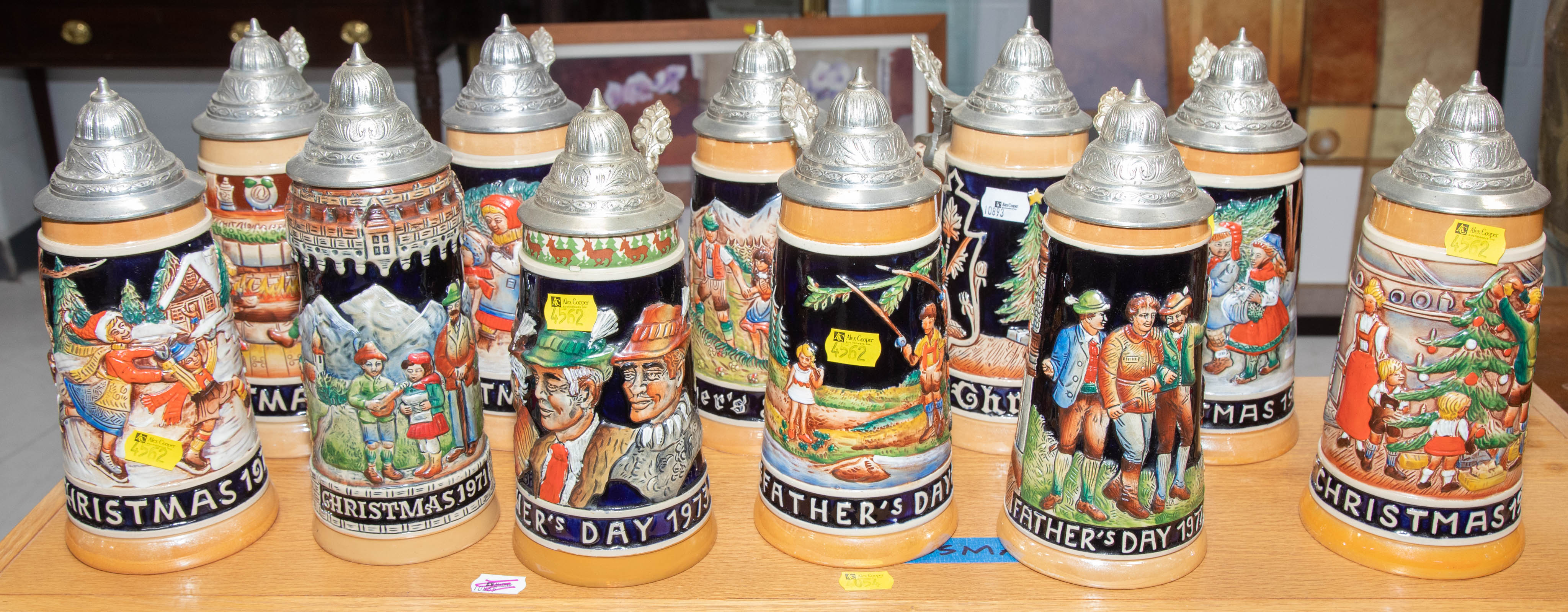 11 SCHMID FATHERS DAY & CHRISTMAS STEINS