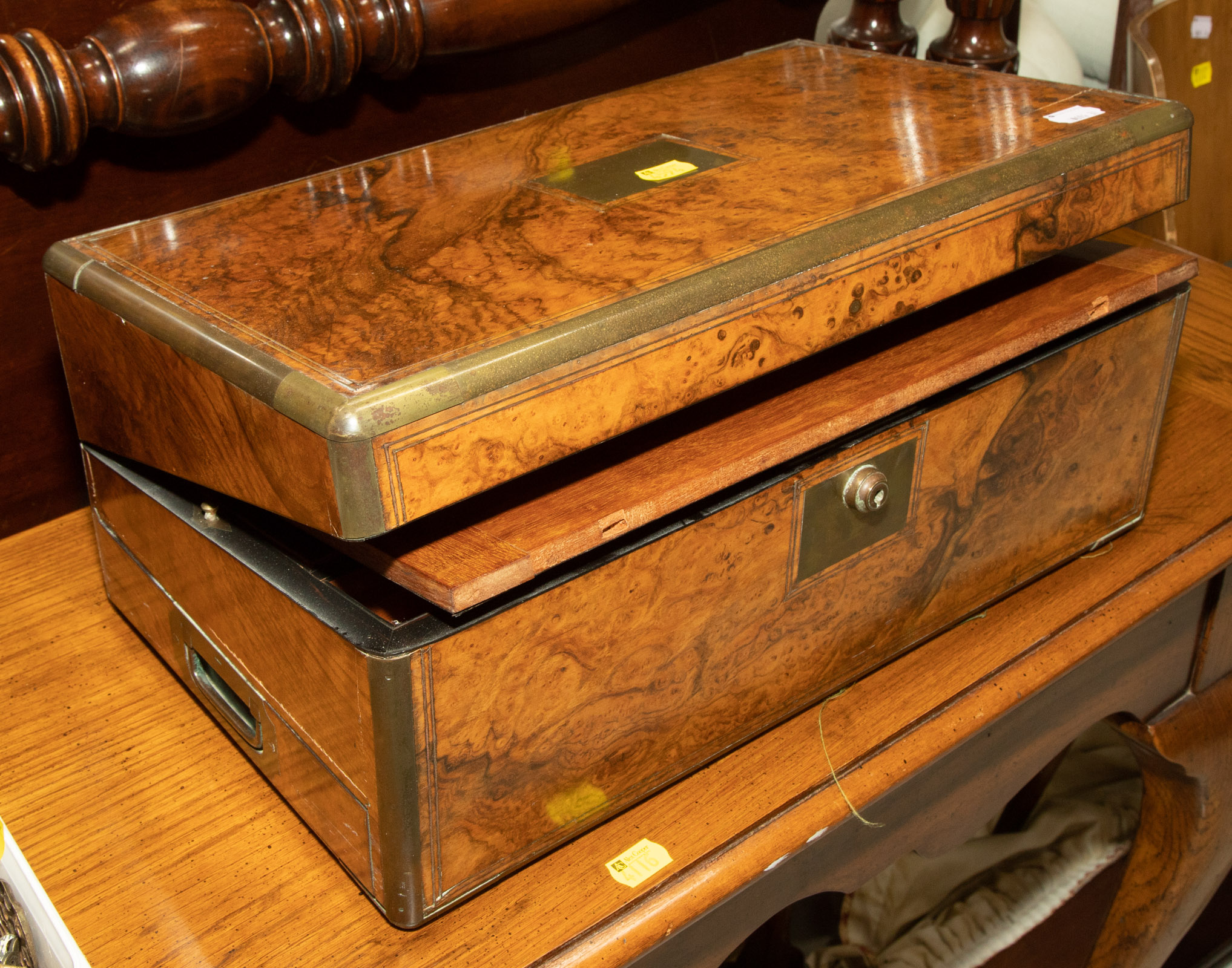 VICTORIAN BURL WOOD LAP DESK English,