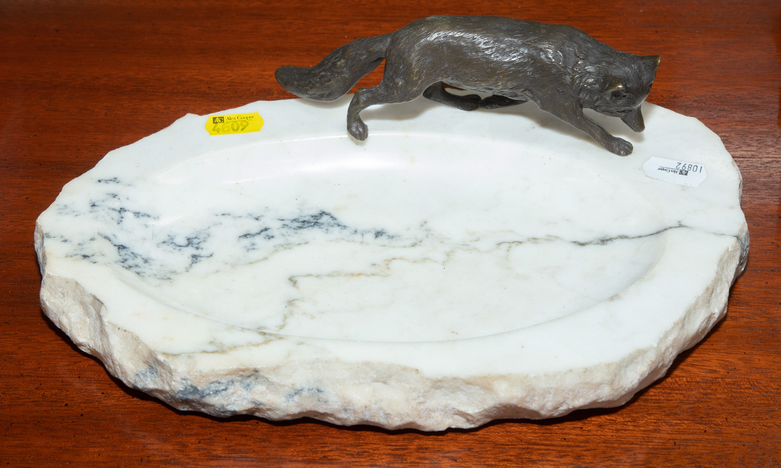 MARBLE DESK TRAY WITH BRONZE FOX 338c8f