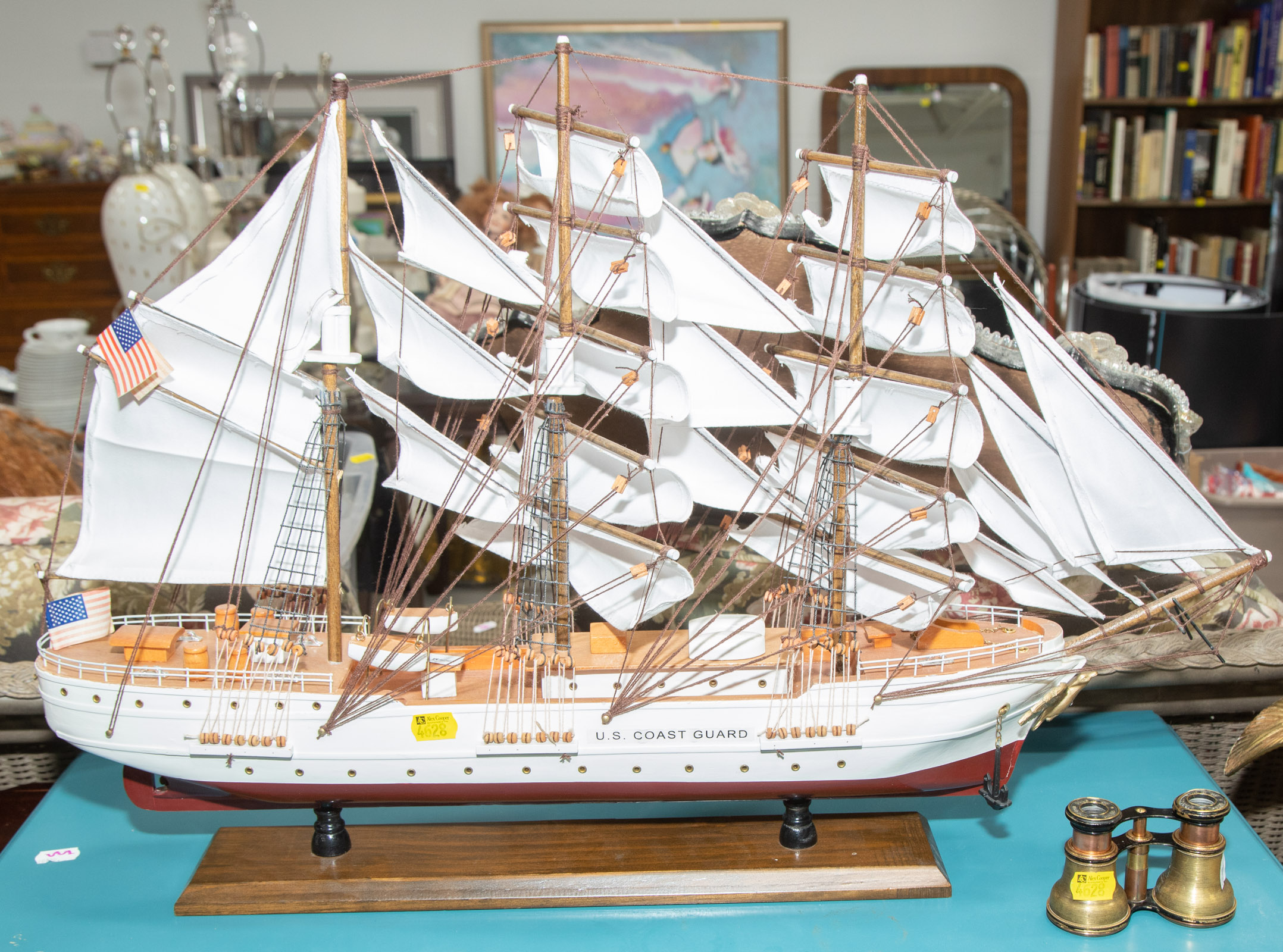 WOOD MODEL OF U.S COAST GUARD SAILING