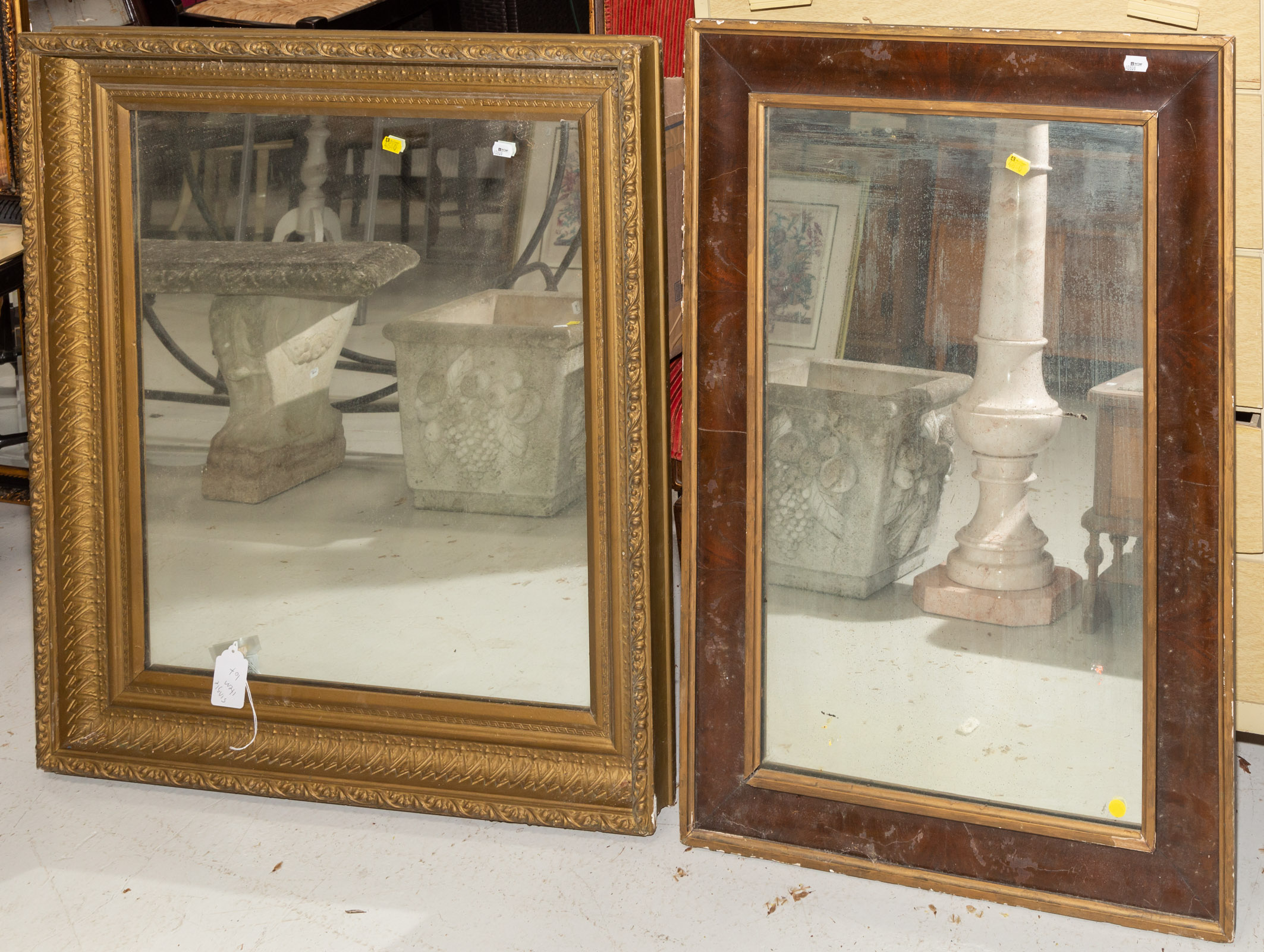 TWO ANTIQUE MIRRORS 19th century; Including