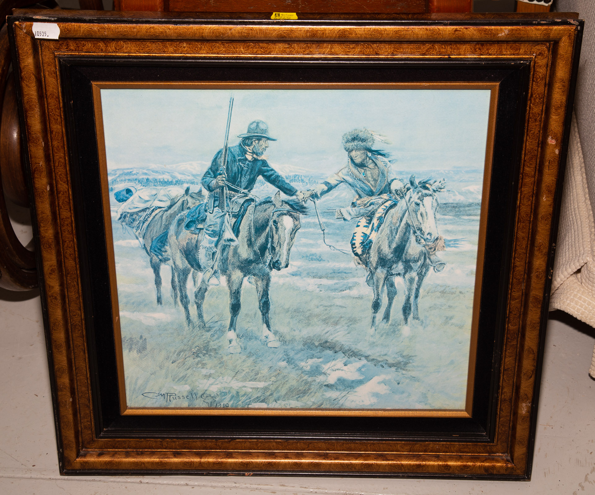 C.M.RUSSELL. FRAMED ARTWORK Sight size