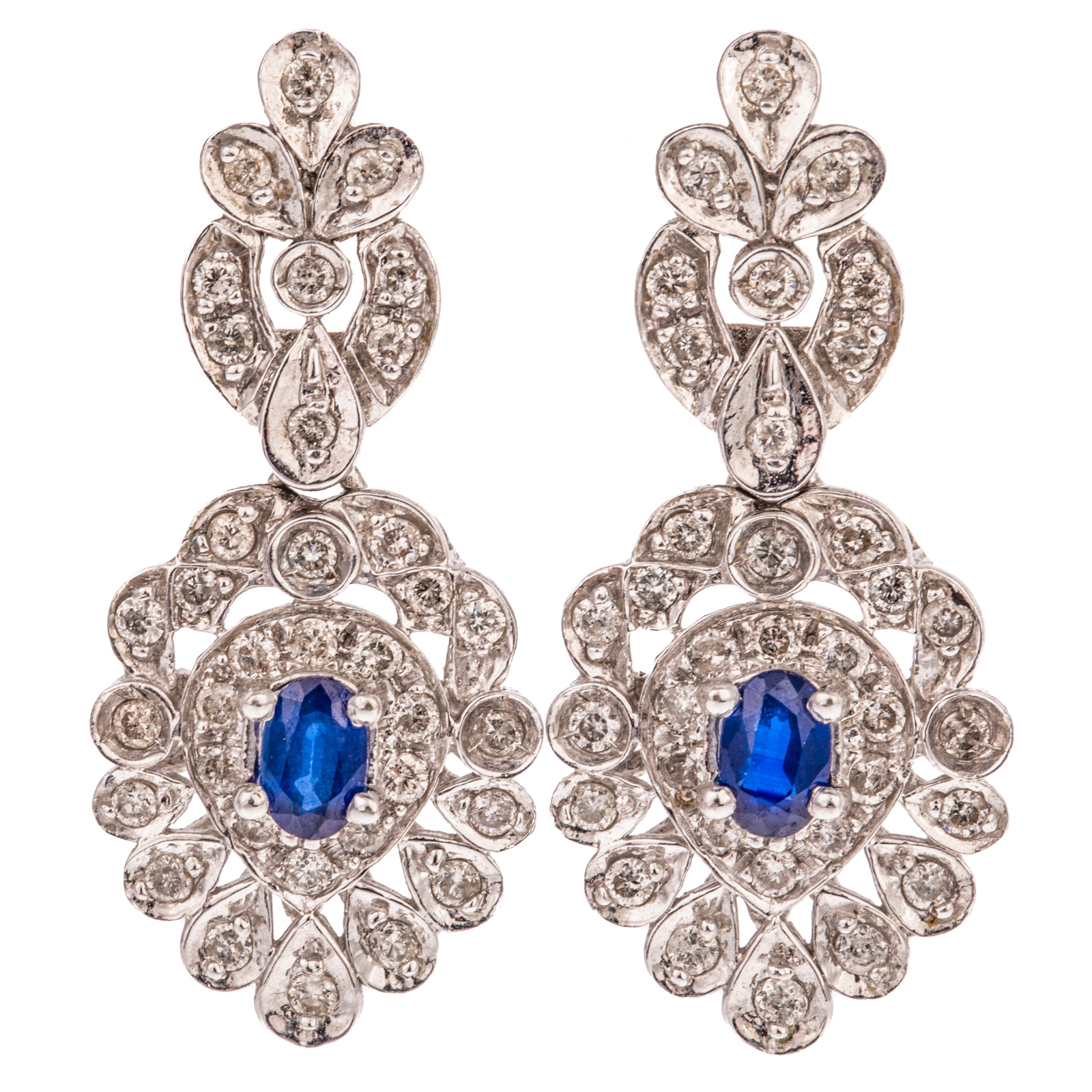 A PAIR OF 14K SAPPHIRE DIAMOND 338d2a