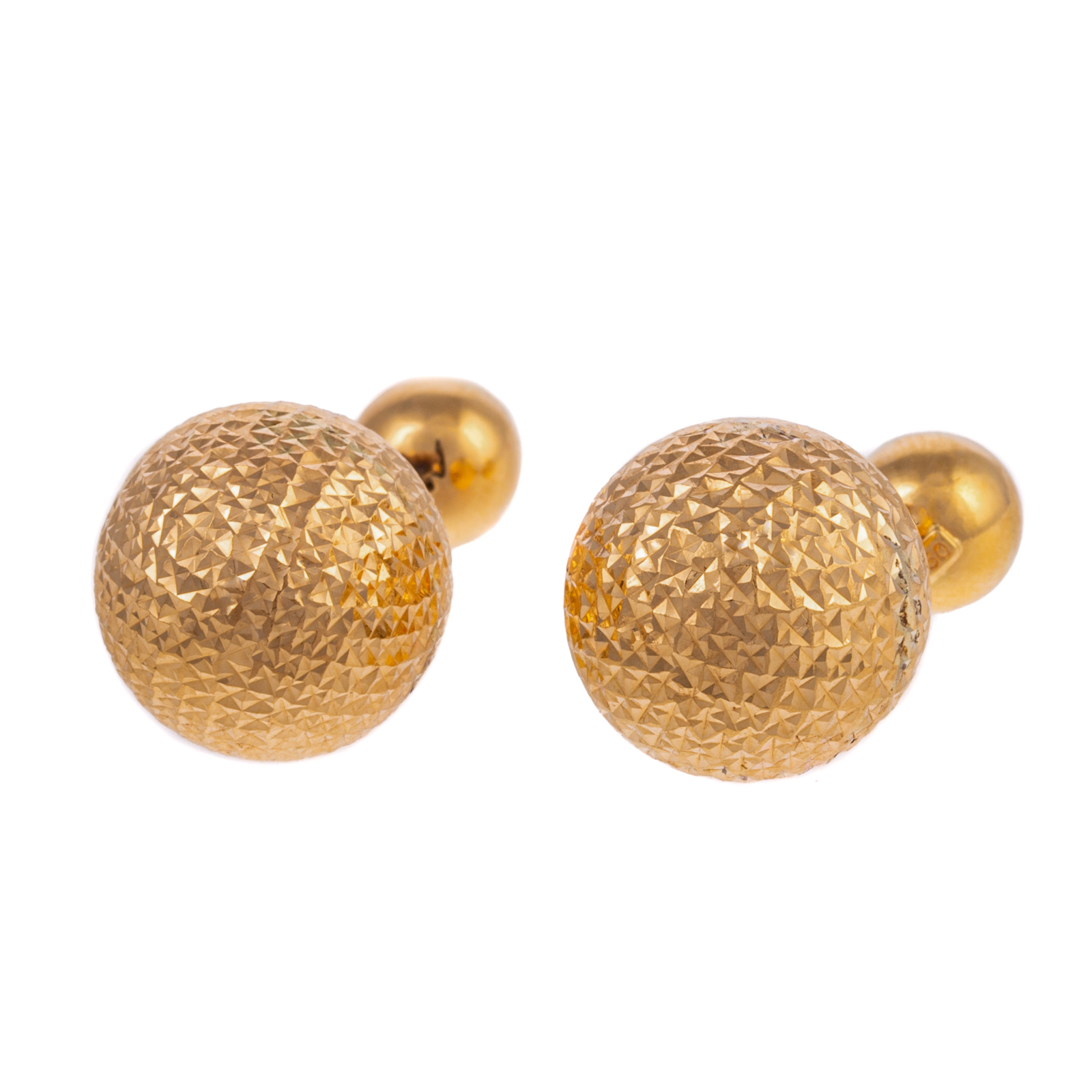 A PAIR OF 18K DOUBLE BALL EARRINGS 338d4c