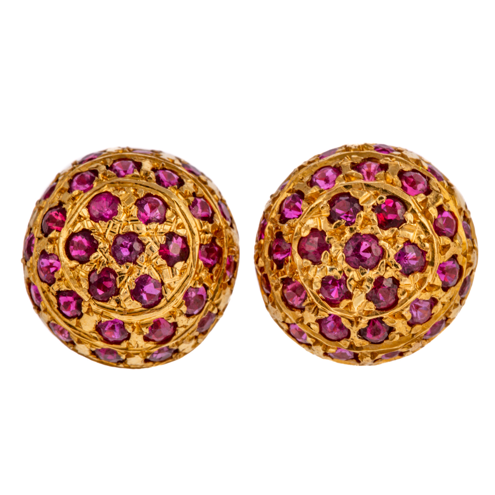 A PAIR OF 18K YELLOW GOLD RUBY