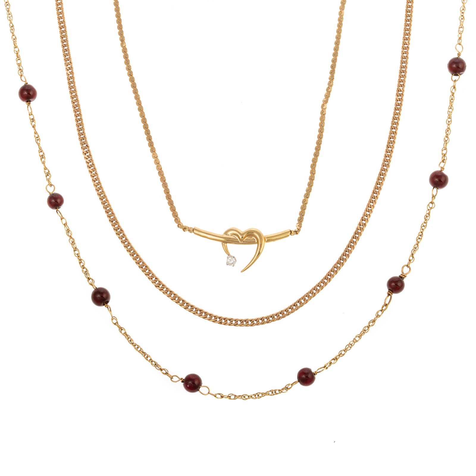 THREE NECKLACES CHAINS IN 14K 338d67