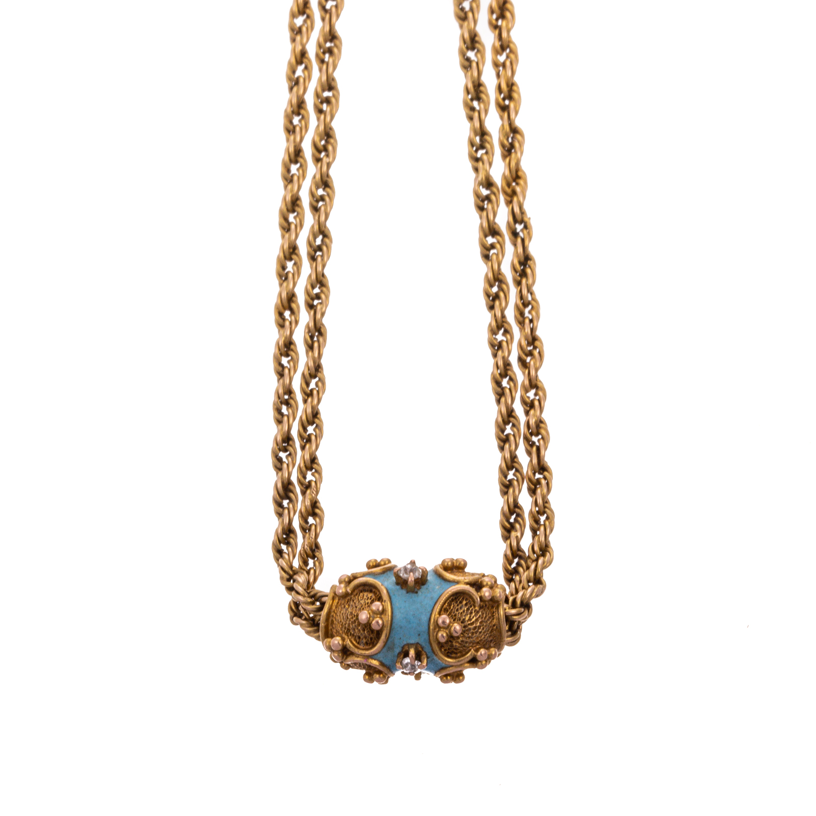 A 14K ROPE CHAIN WITH BLUE ENAMEL 338d6a