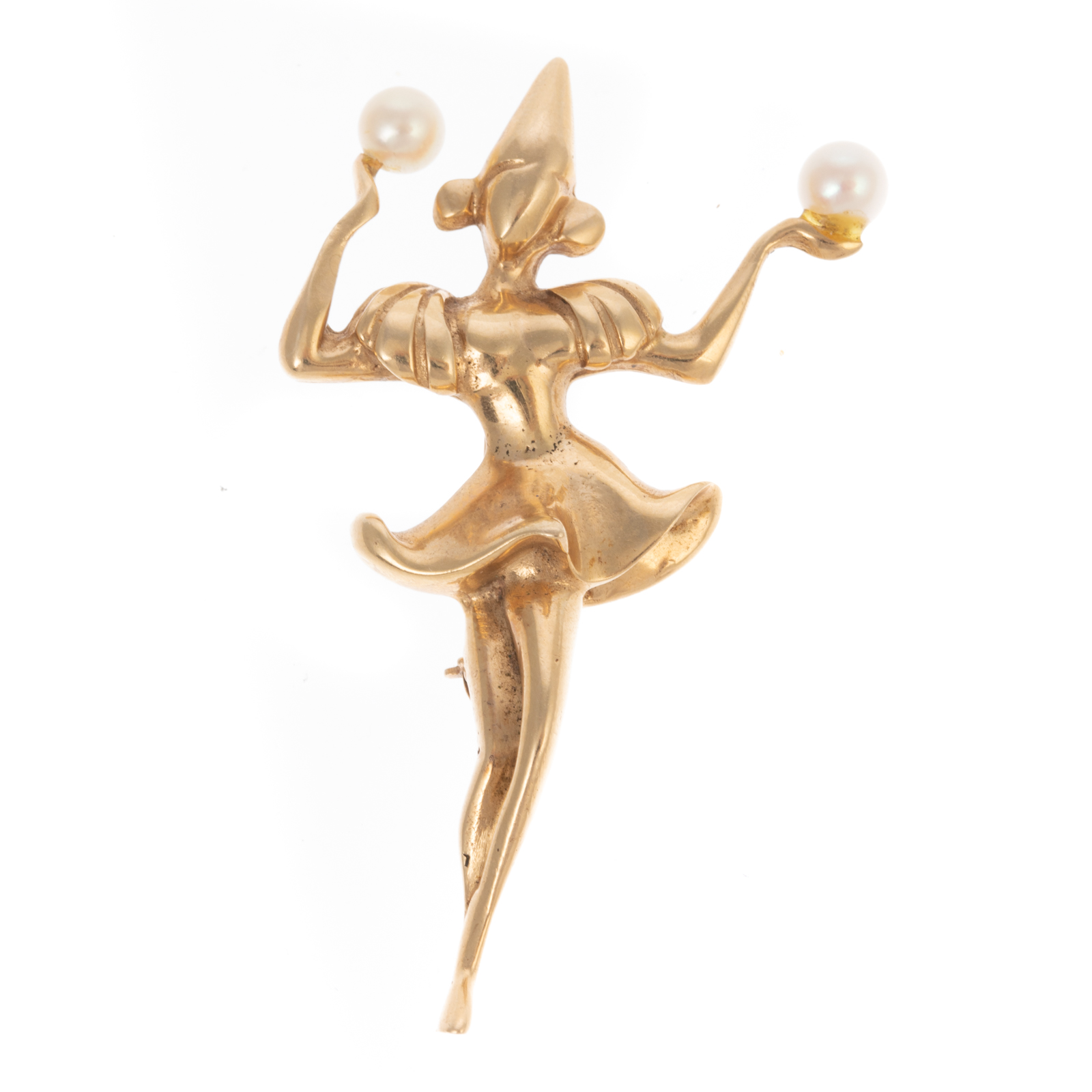 A 14K YELLOW GOLD & PEARL DANCER