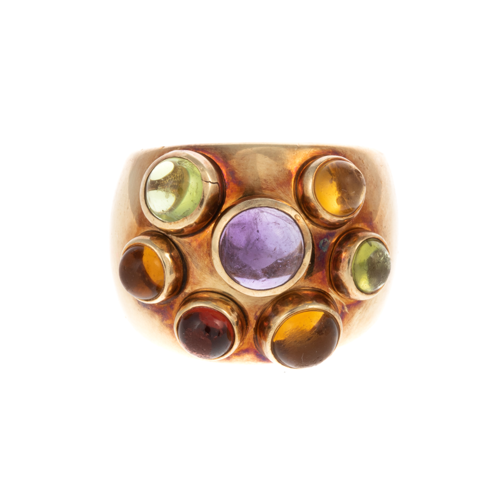 A CABOCHON GEMSTONE WIDE BAND IN