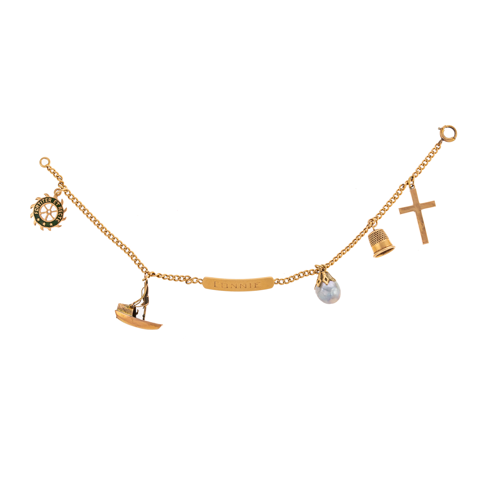 A 10K & 14K YELLOW GOLD CHARM BRACELET