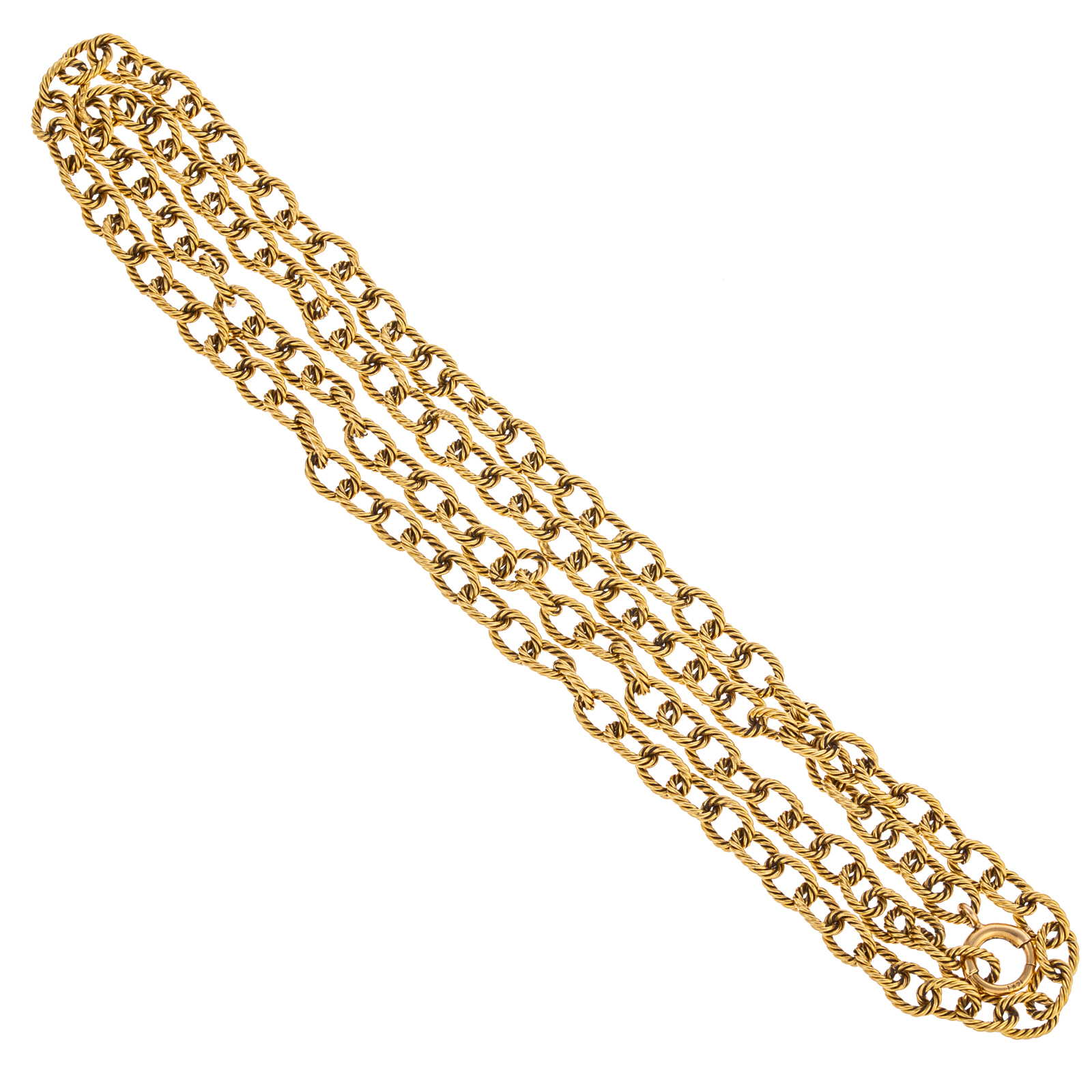 A 14K YELLOW GOLD RIBBED OVAL LINK 338d96