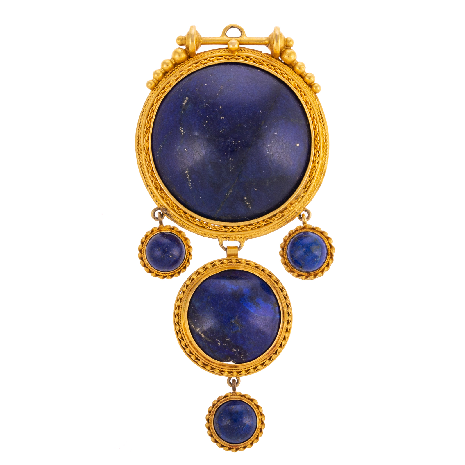 AN 18K YELLOW GOLD LAPIS PENDANT