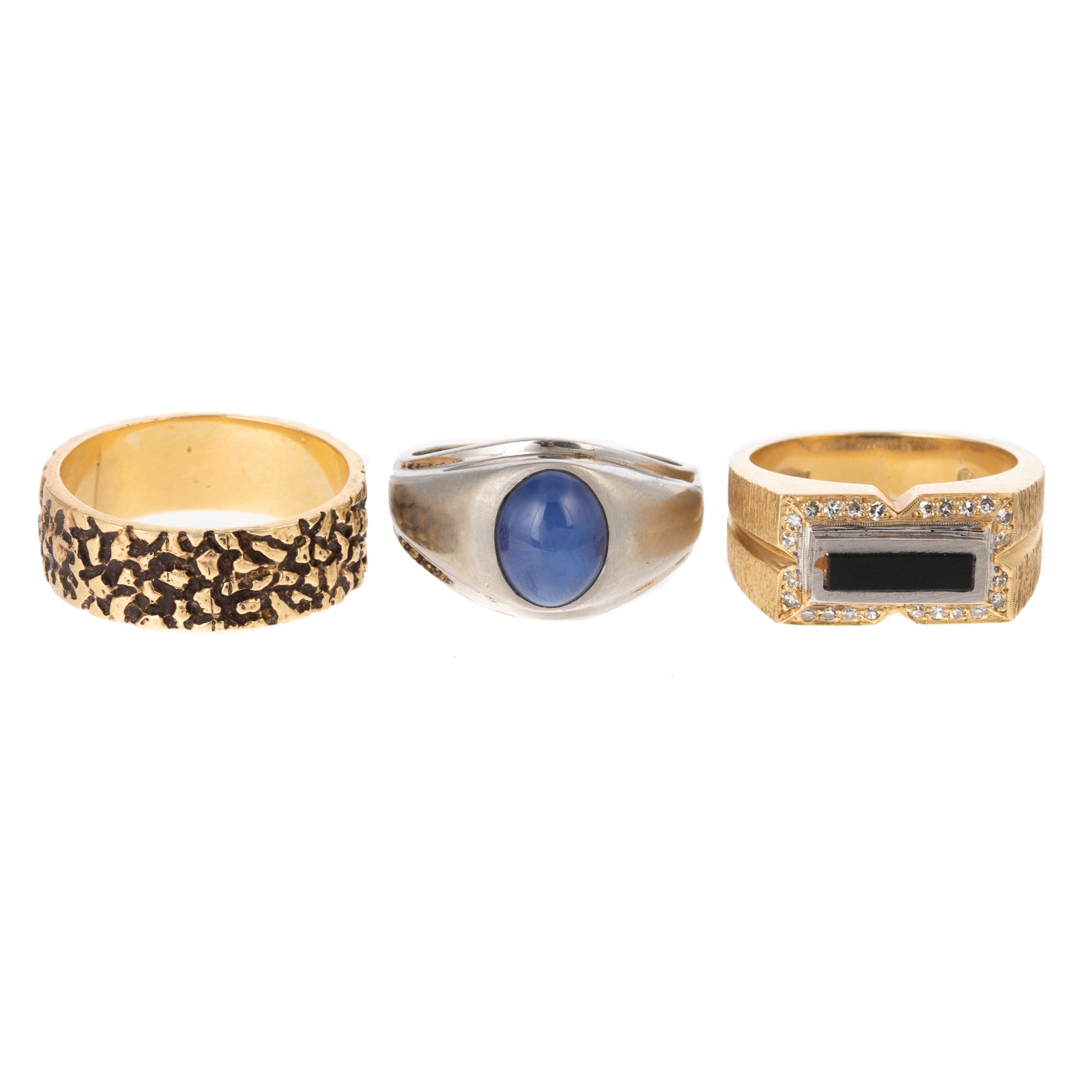 A TRIO OF GEMSTONE RINGS IN 14K 338dae