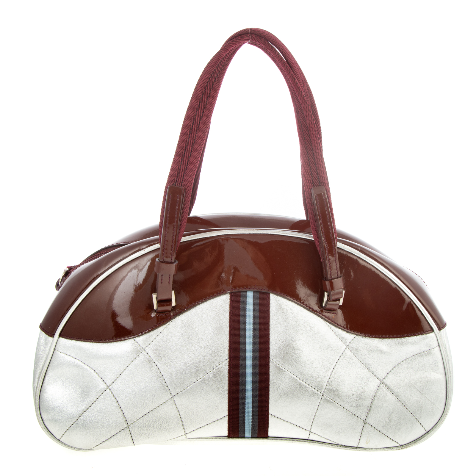 A PRADA BOWLING BAG A burgundy