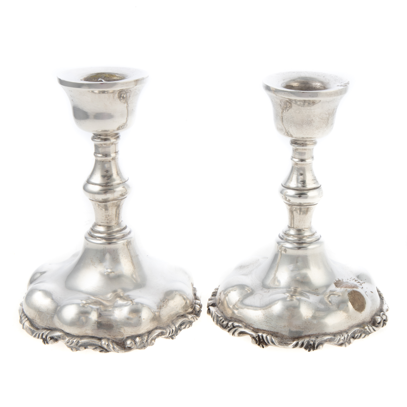 A PAIR OF MEXICAN STERLING CANDLESTICKS