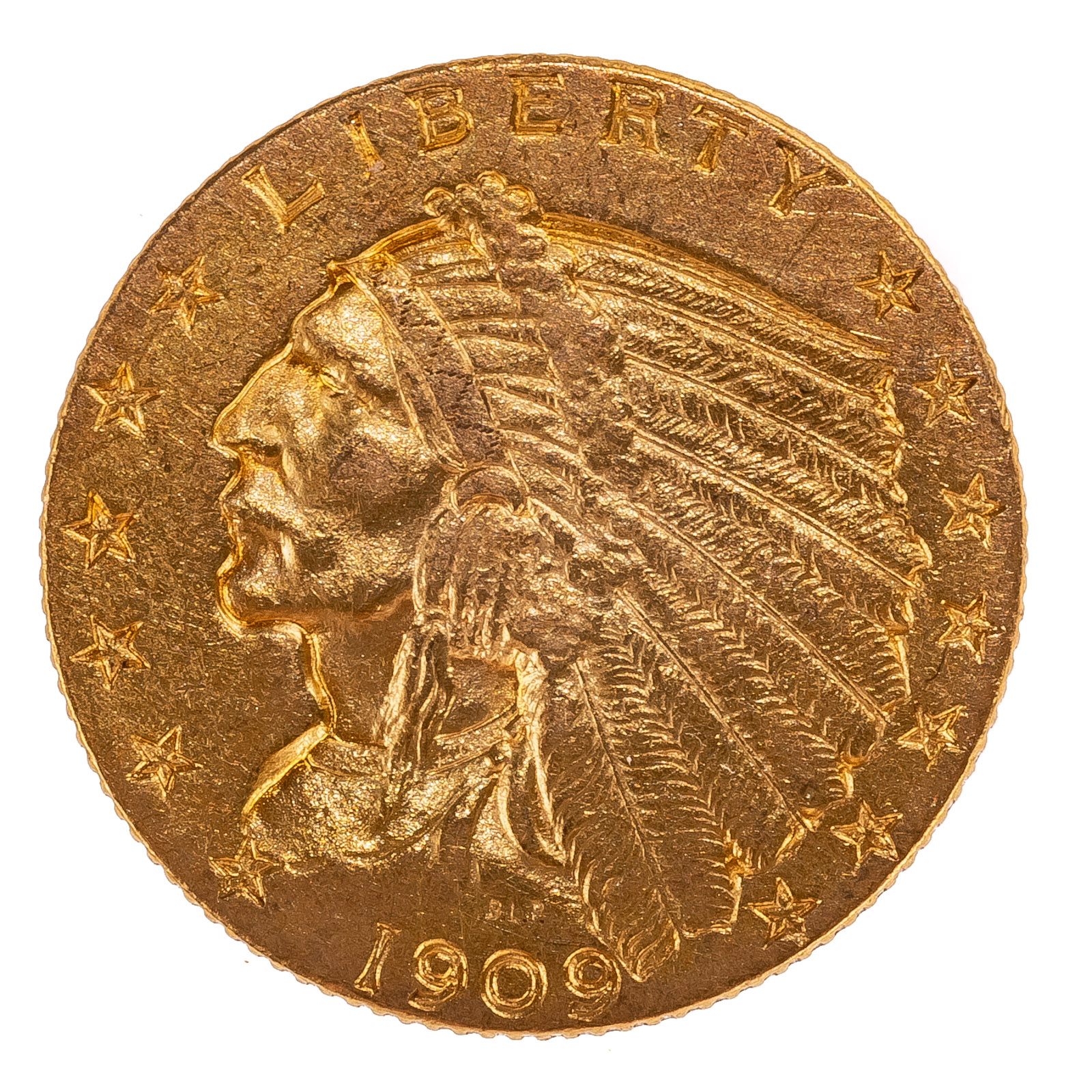 1909 INDIAN $2.50 GOLD QUARTER