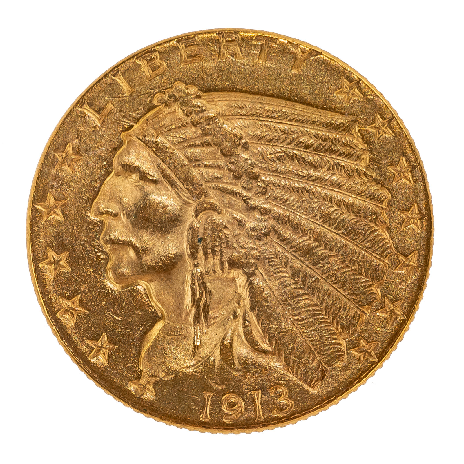 1913 INDIAN $2.50 GOLD QUARTER