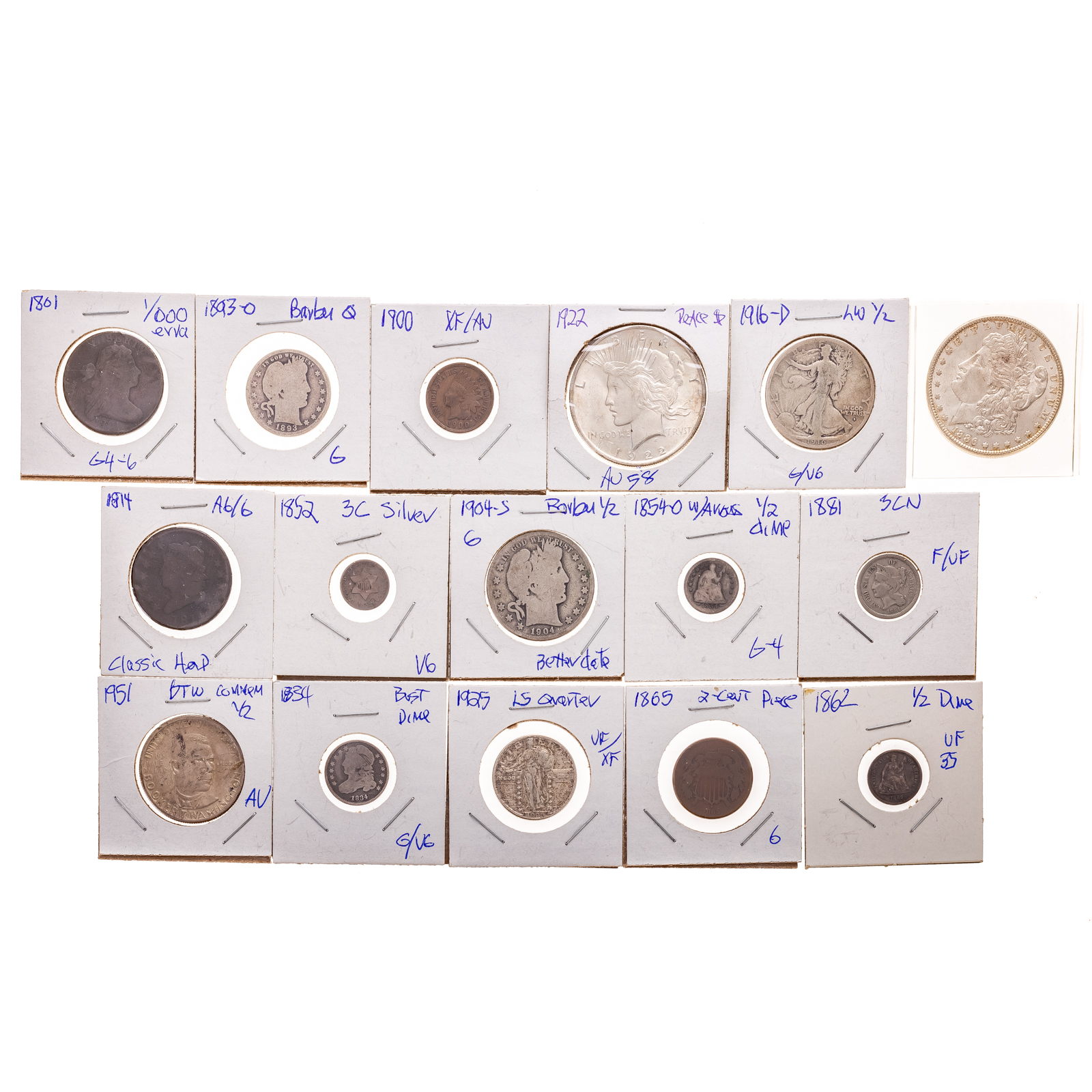 NICE GROUP OF US TYPE COINS 1801
