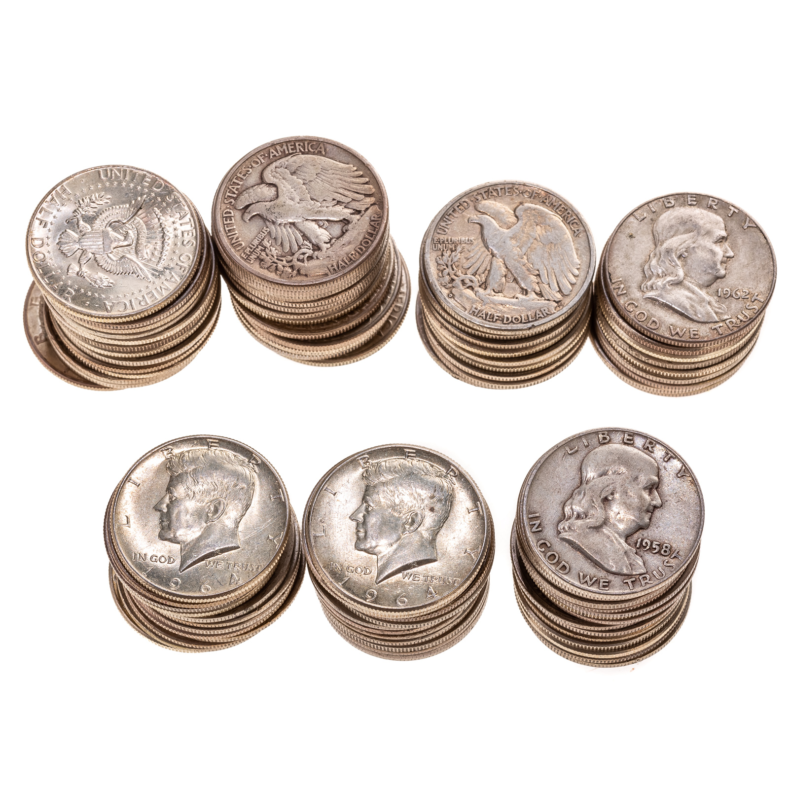 90 US SILVER HALF DOLLARS 45 338e2f