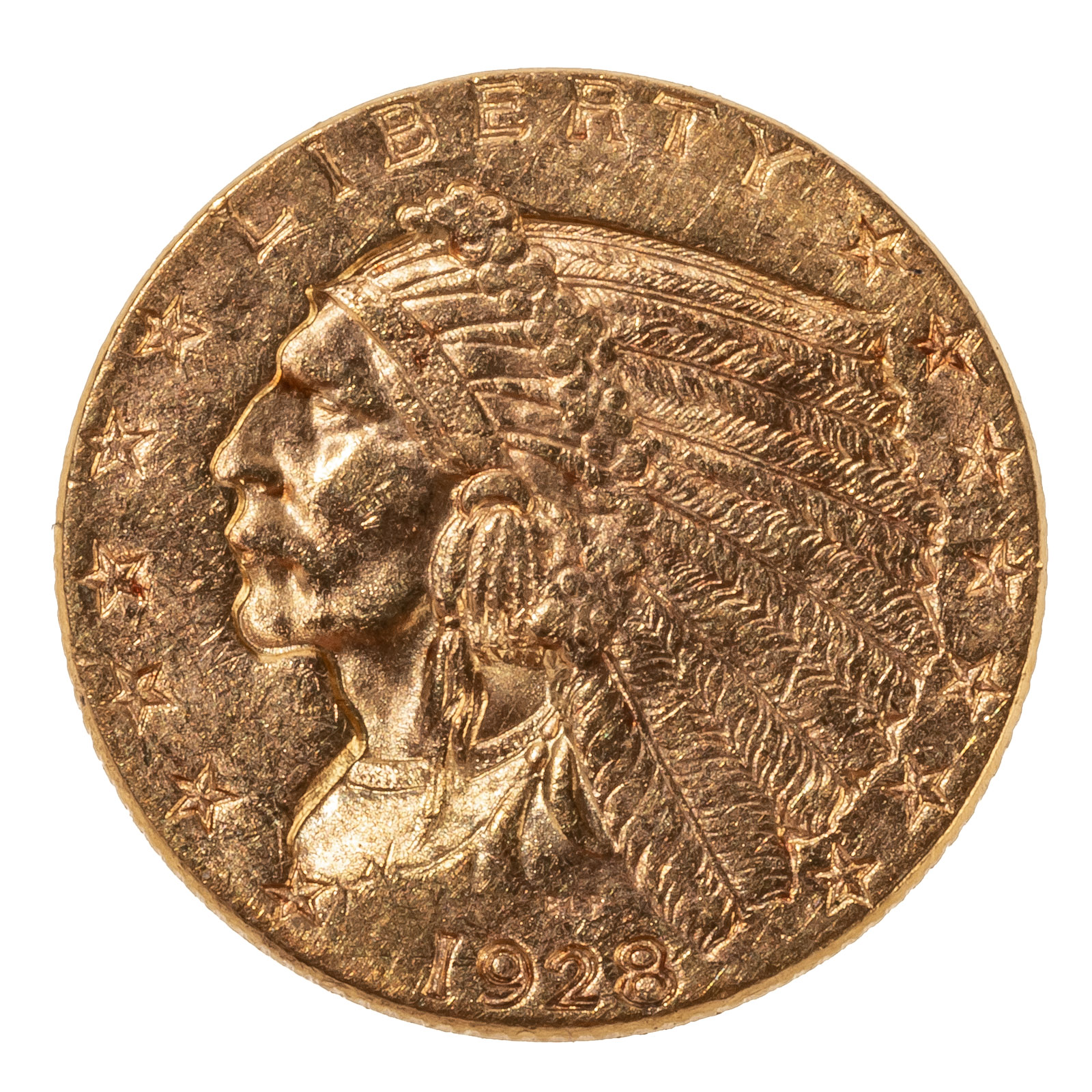 1928 2 50 GOLD INDIAN QUARTER 338e39