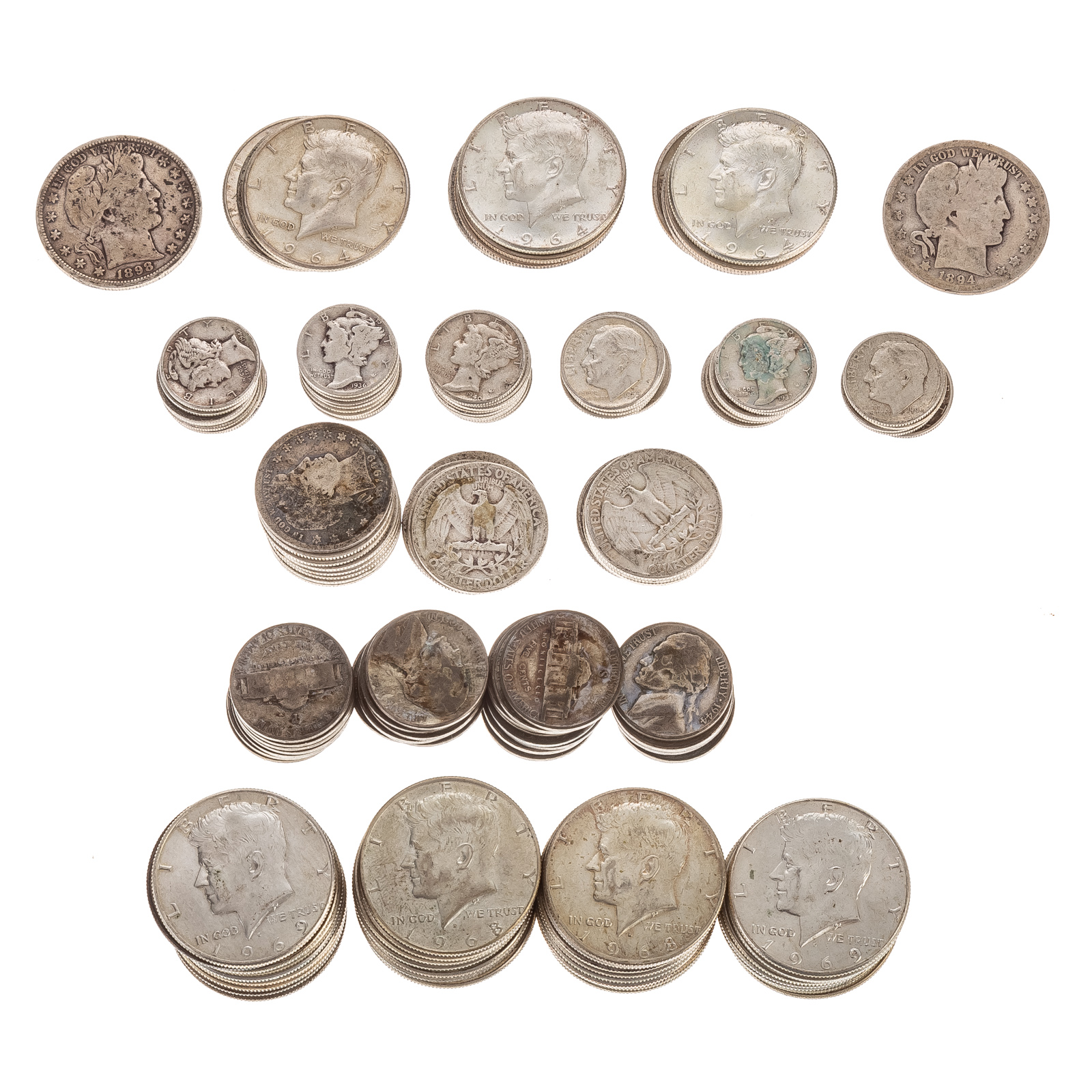 $20.90 SILVER FACE + 2 BARBER HALVES,